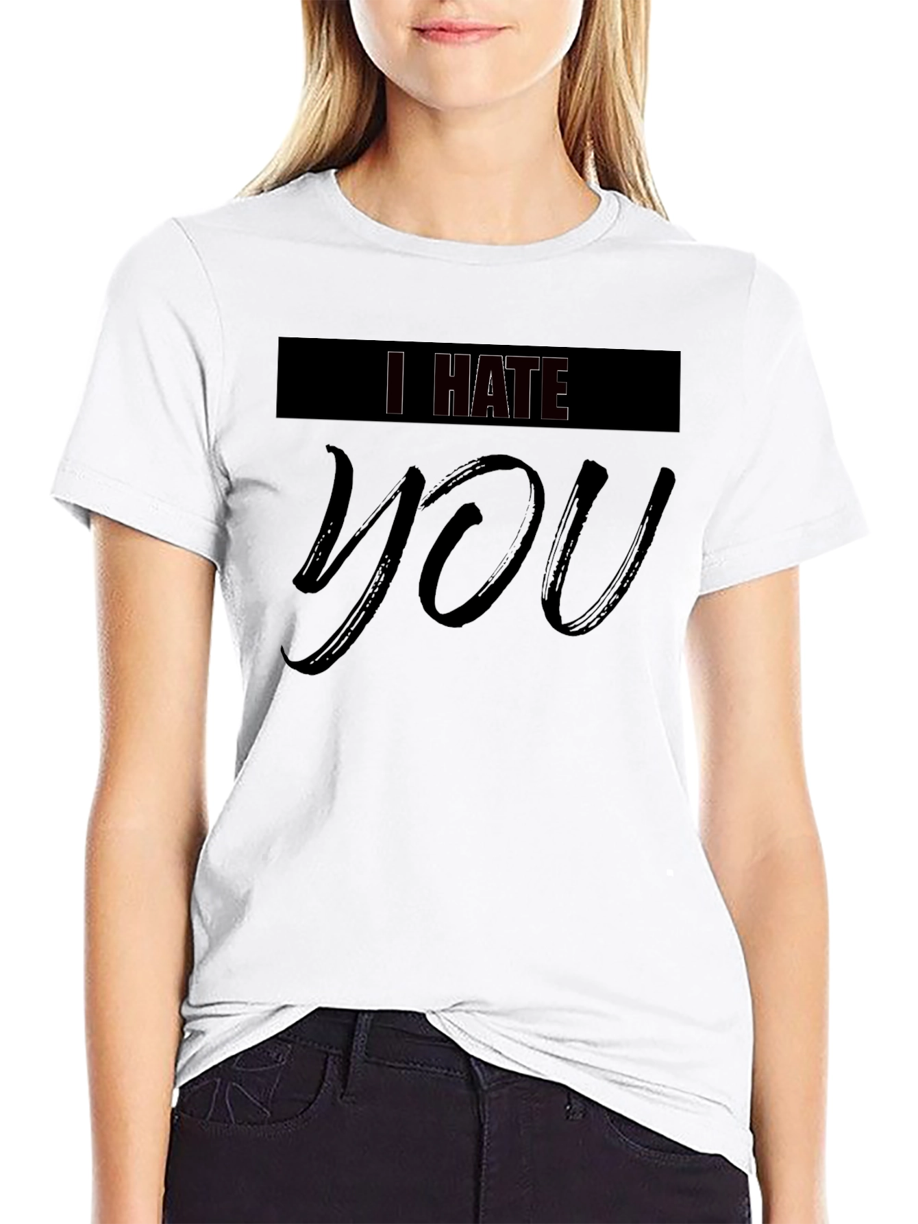 Black I Hate You Graphic Black Tee - Edgy Statement Shirt view 9