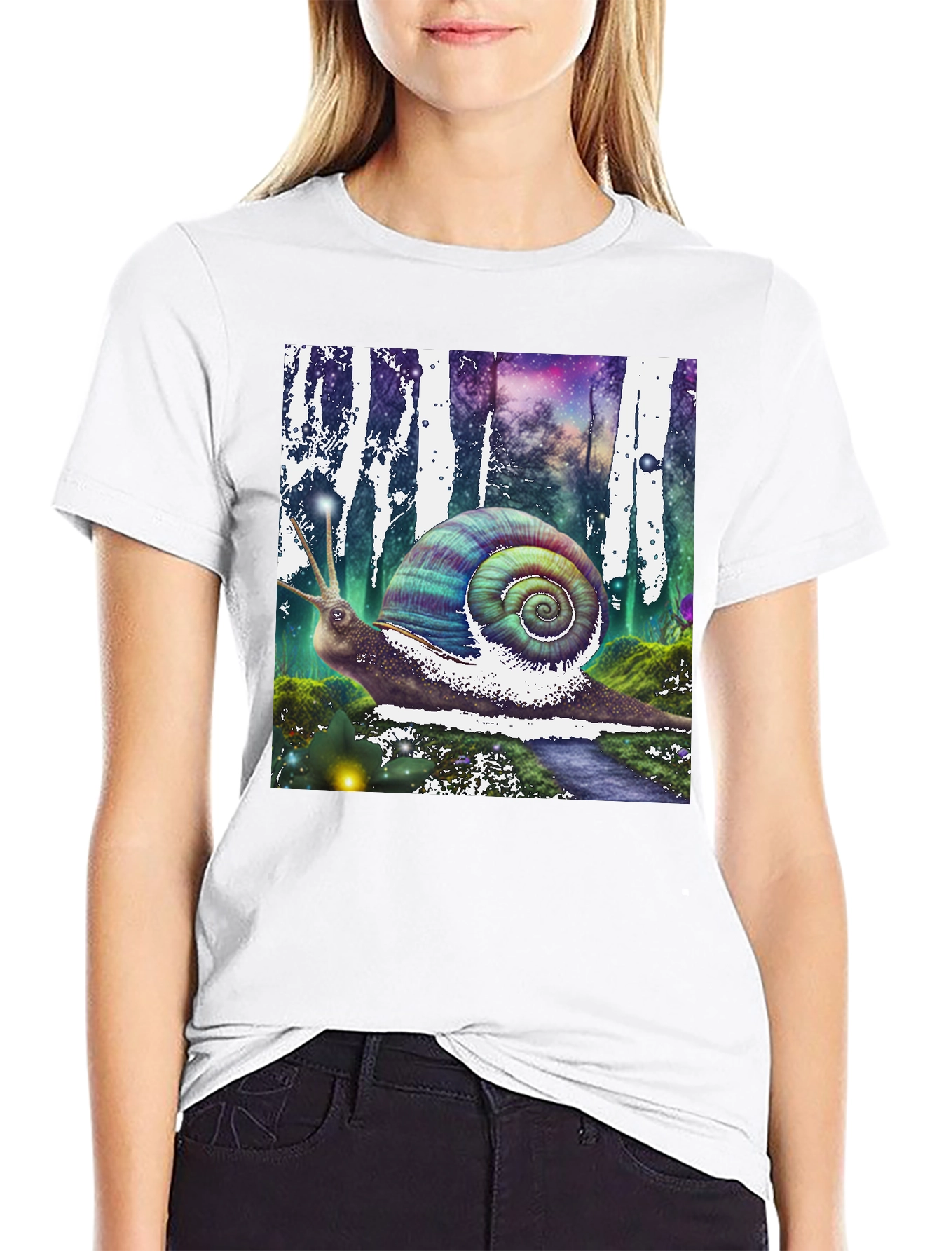 Black Fantasy Snail Graphic Tee - Unique Design view 9