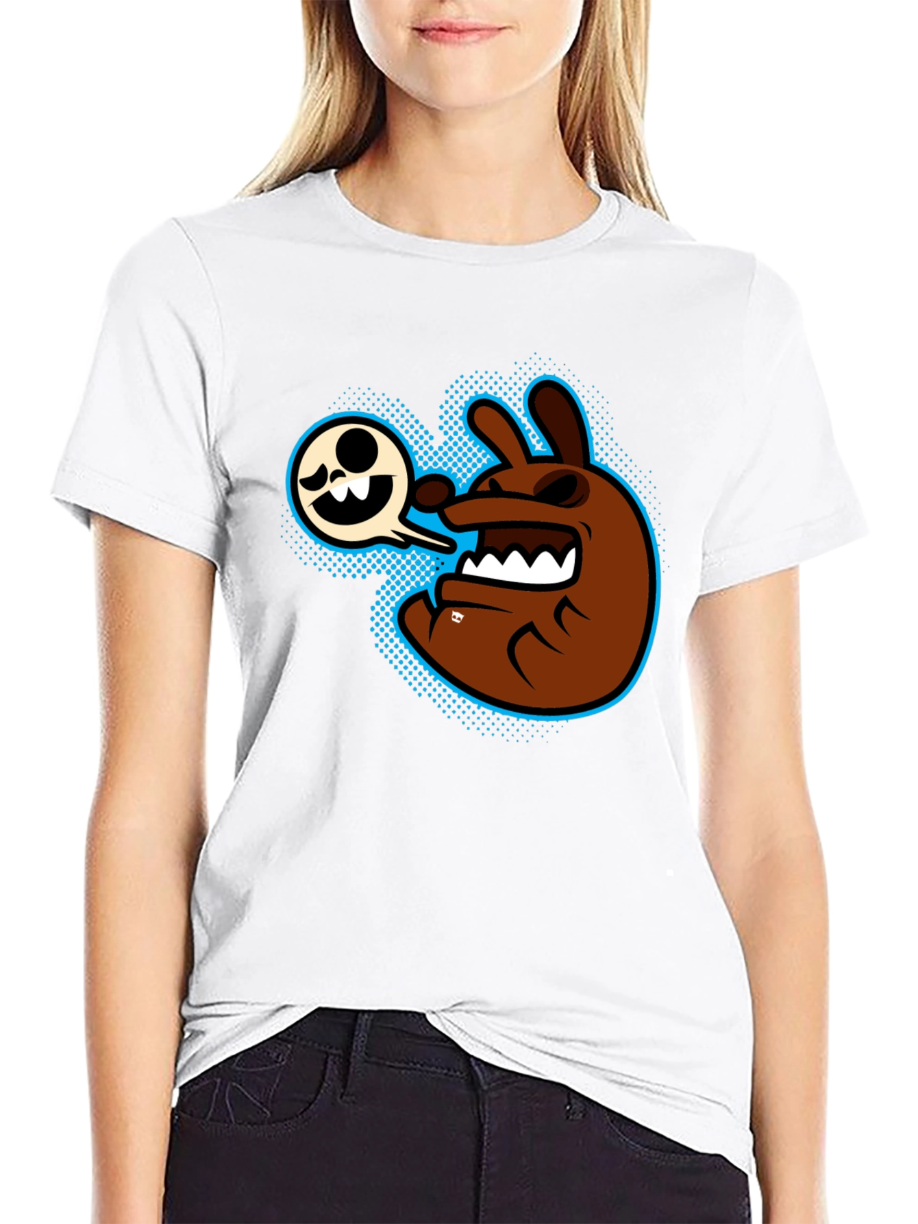 Black Cartoon Character Graphic T-Shirt - Men's Black Tee view 9