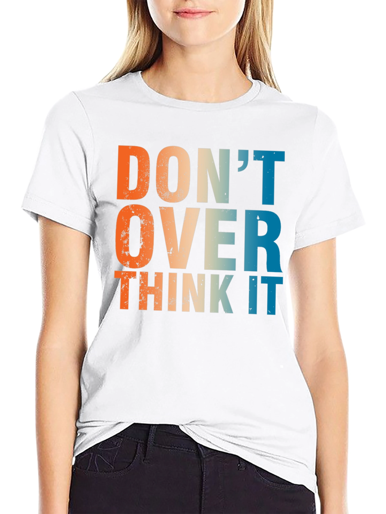 Black Don't Over Think It - Retro Graphic T-Shirt view 9