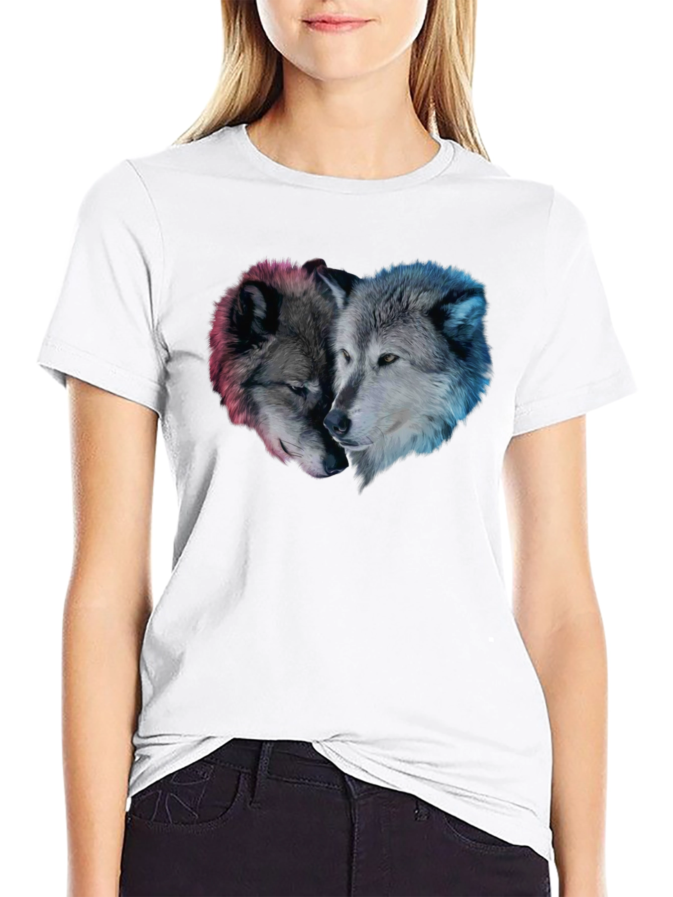 Black Wolf Heart Graphic Black T-Shirt view 9