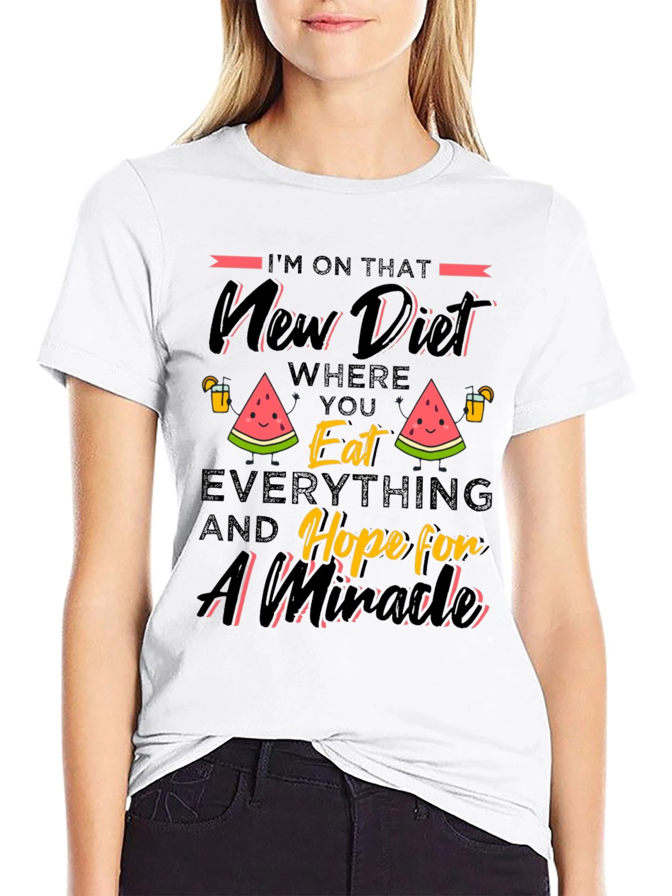 Black Funny Diet T-Shirt - Eat Everything and Hope view 9