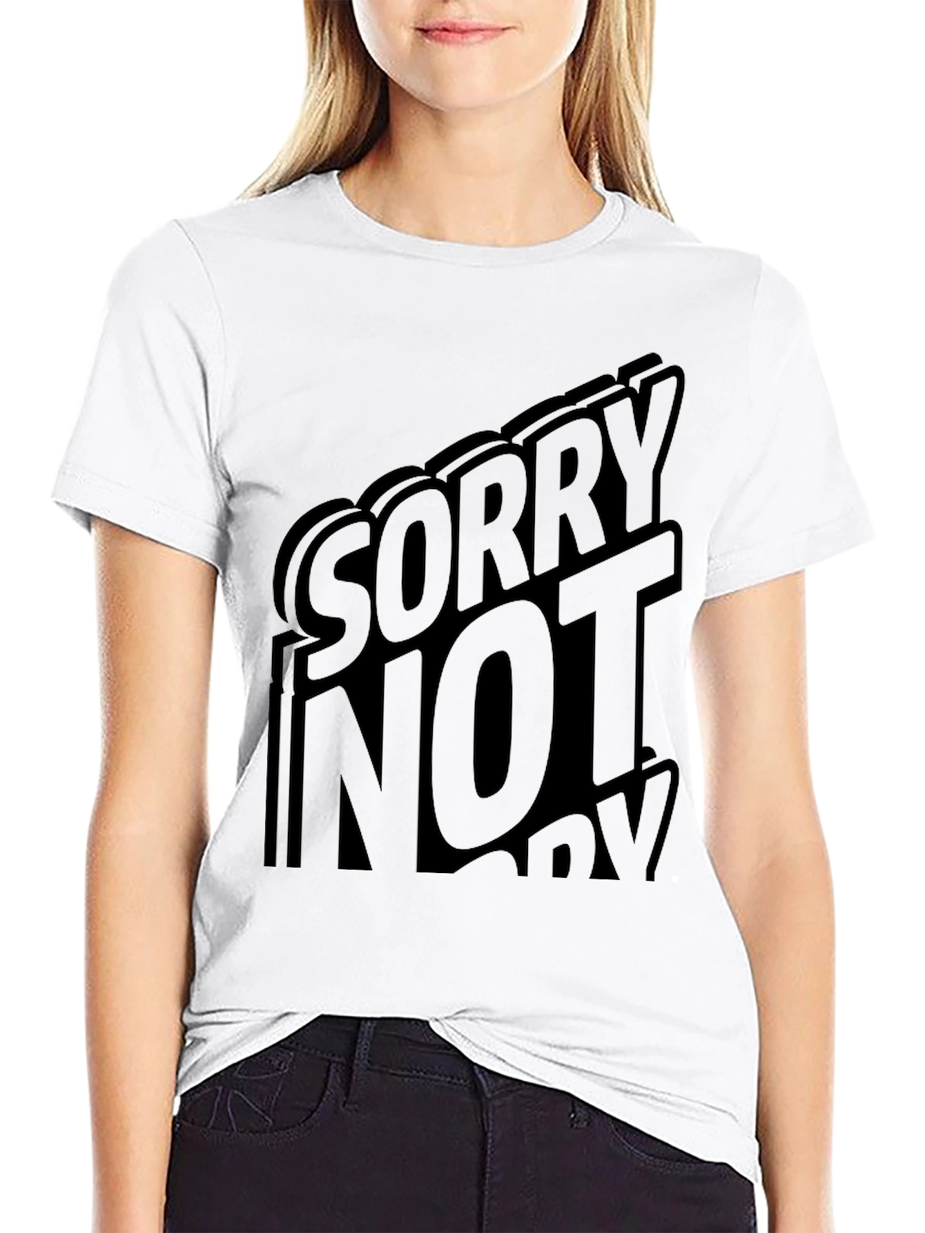 Black Sorry Not Sorry Black Graphic T-Shirt view 9