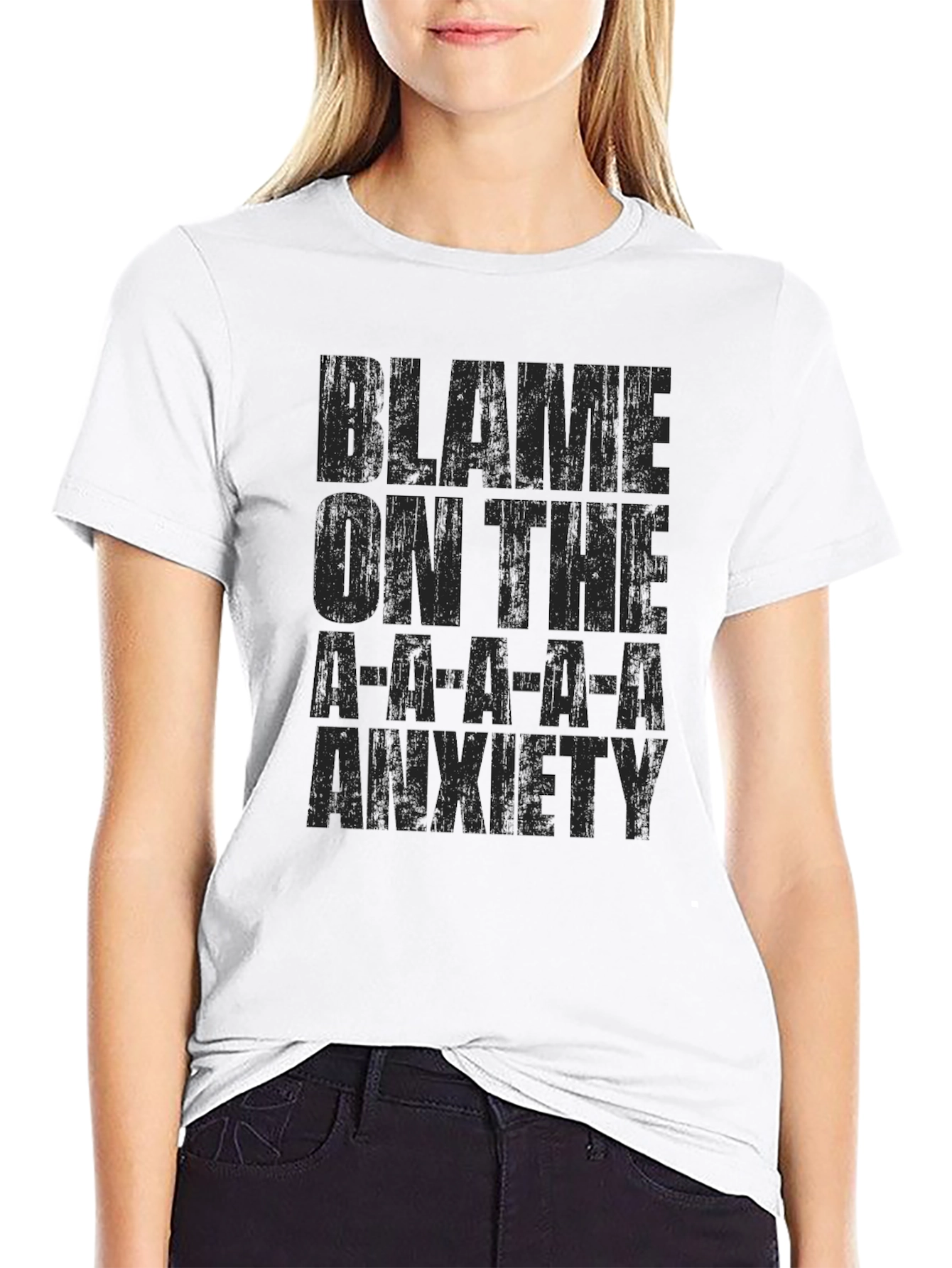 Black Blame on the Anxiety Graphic T-Shirt view 9