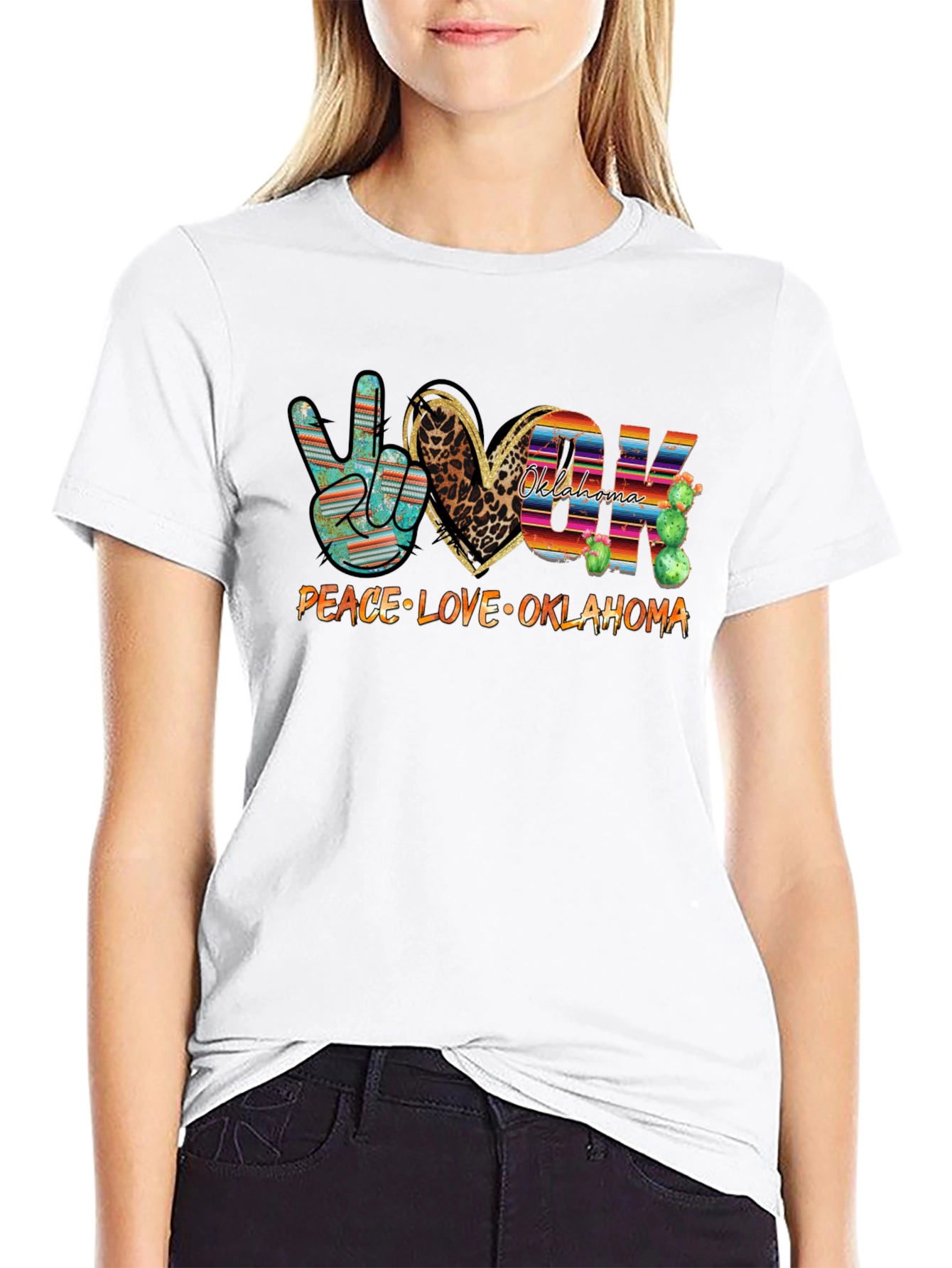 Black Peace Love Oklahoma Graphic Tee view 9
