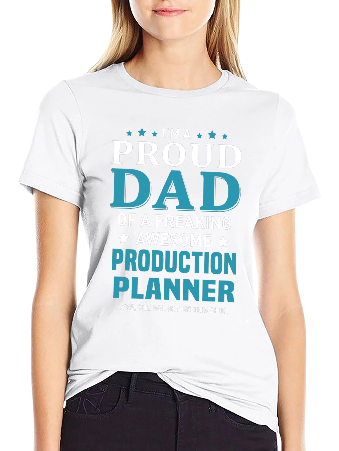 Black Proud Dad Production Planner T-Shirt - Gift for Dad view 9