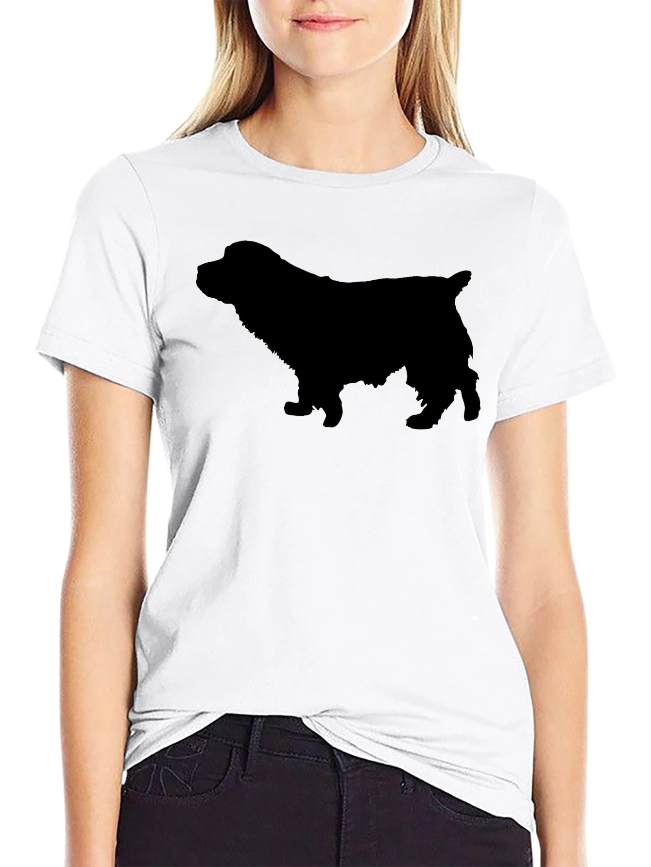 Black Black Spaniel Dog Silhouette T-Shirt view 9