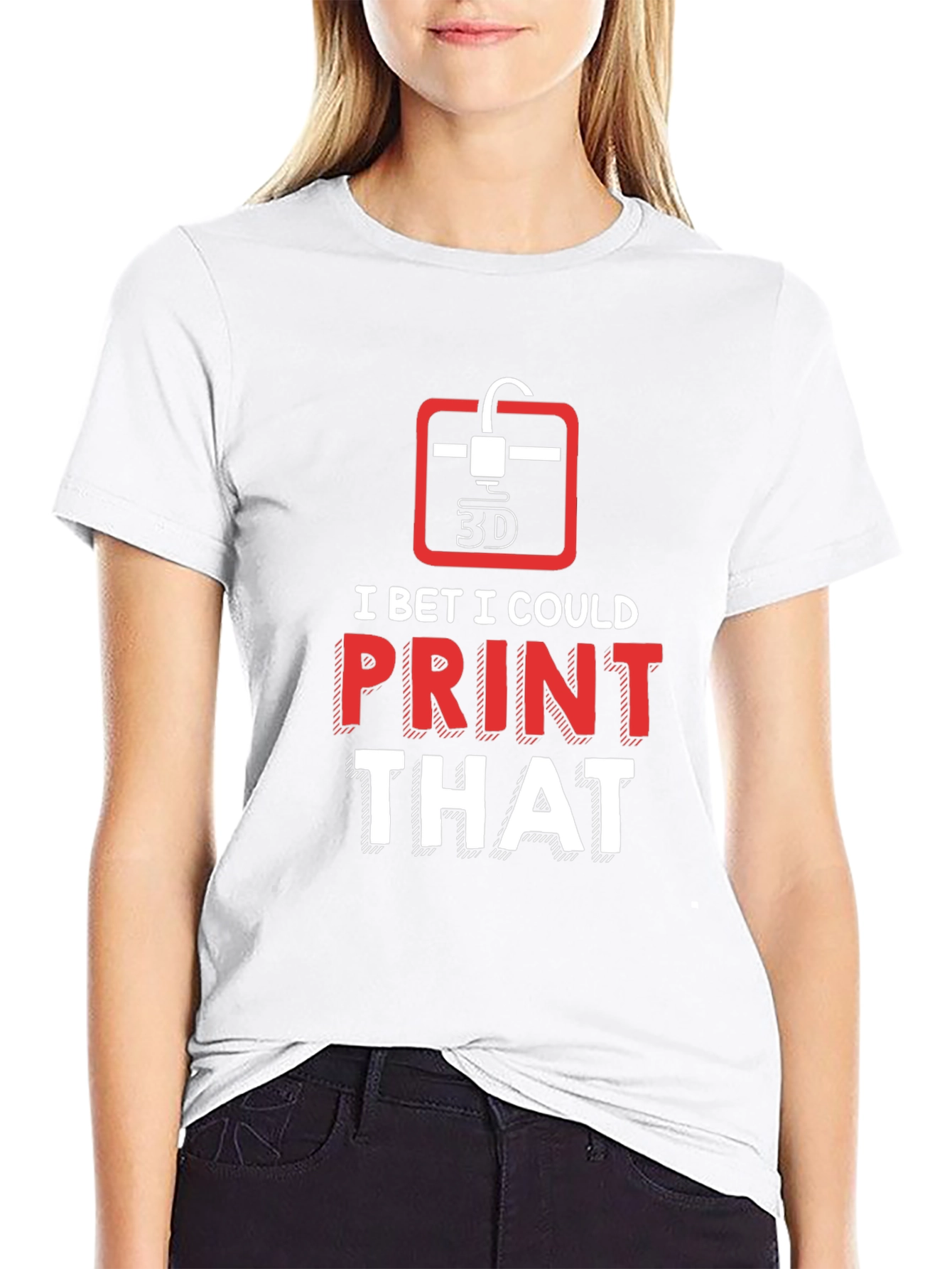 Black 3D Printer Enthusiast T-Shirt - "I Bet I Could Print That" view 9