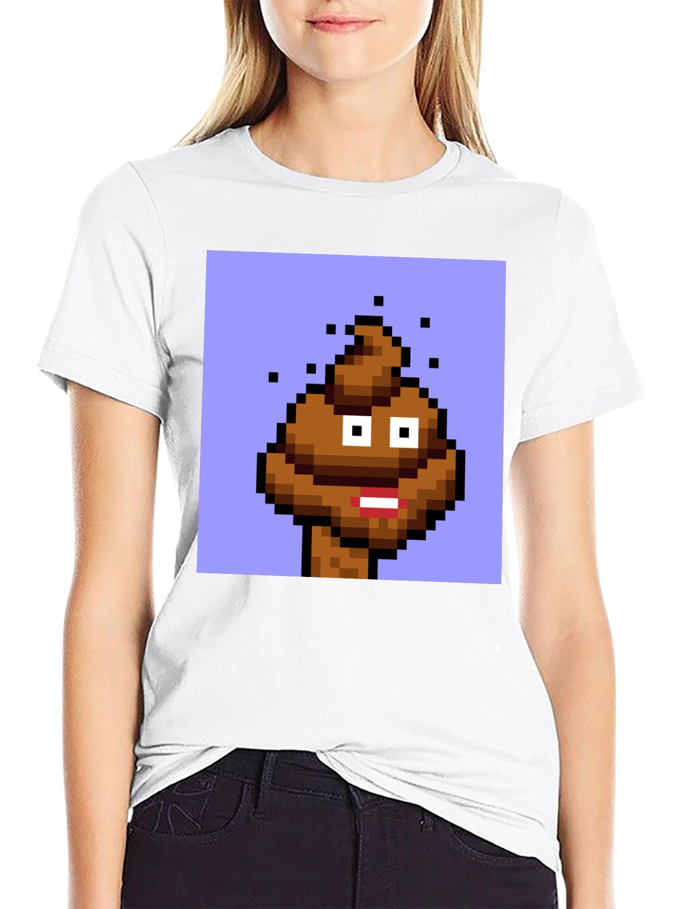 Black Pixel Poop Emoji Graphic Tee - Black Unisex T-Shirt view 9