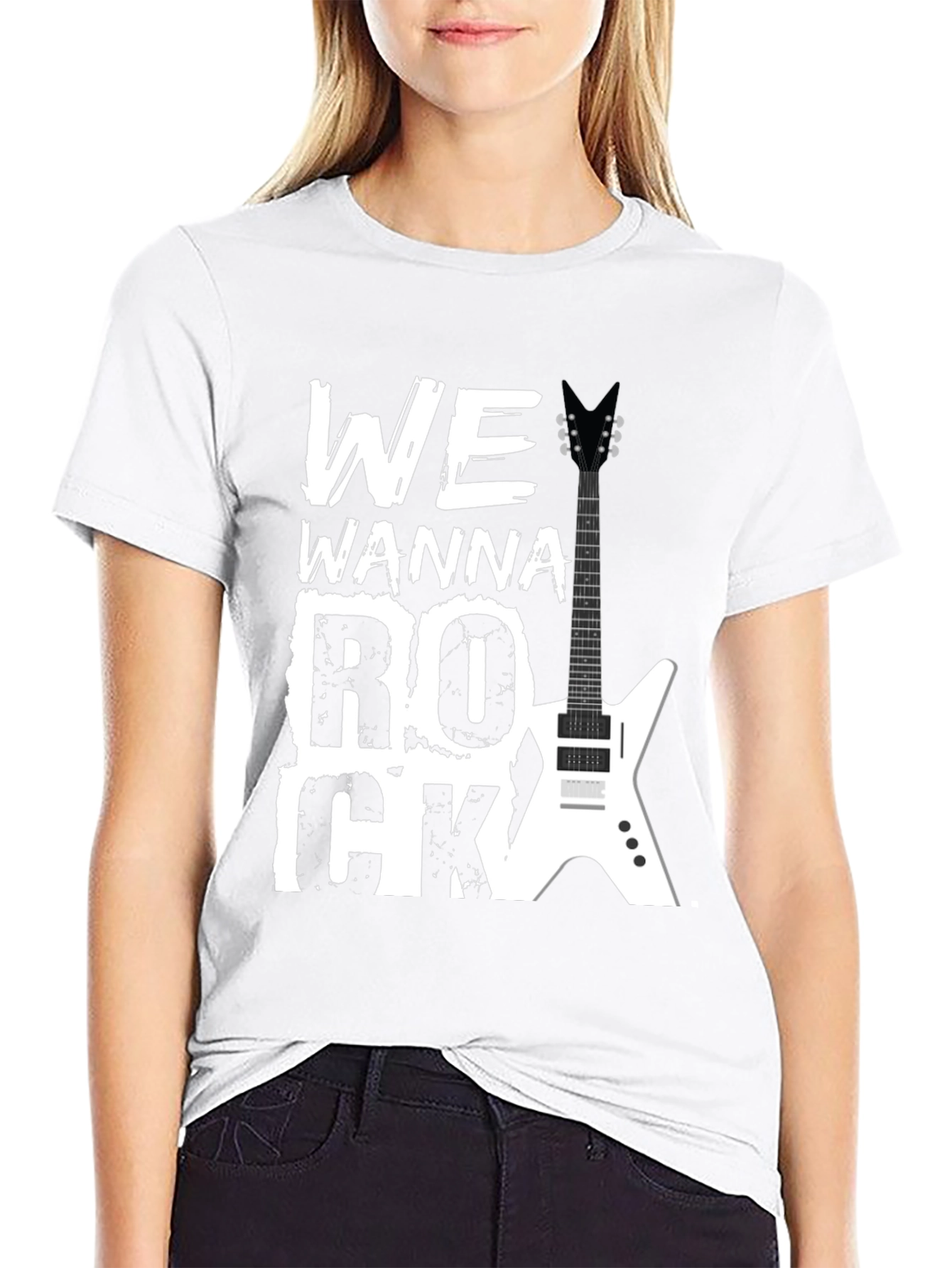 Black Rock Graphic Tee - We Wanna Rock Guitar T-Shirt view 9