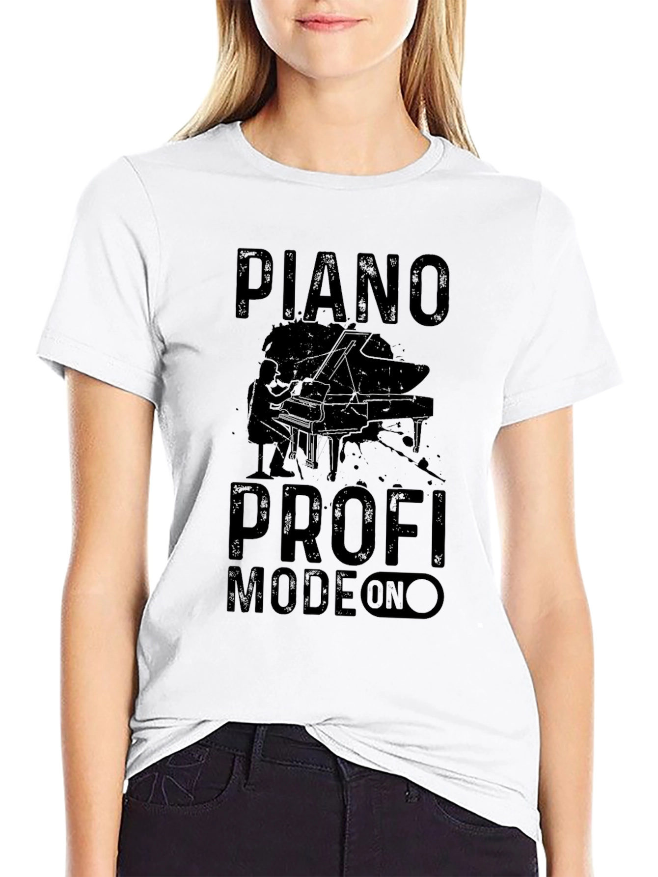 Black Piano Profi Mode On Black T-Shirt view 9
