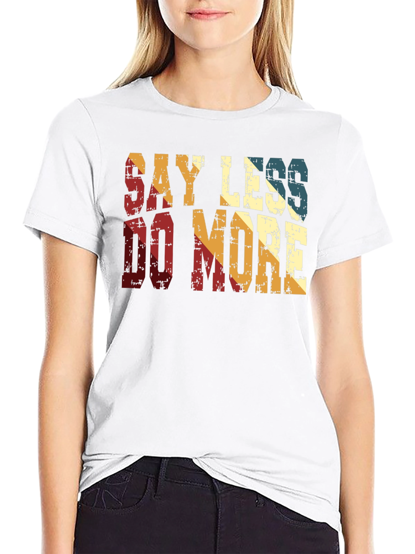 Black Say Less Do More Retro Style T-Shirt view 9