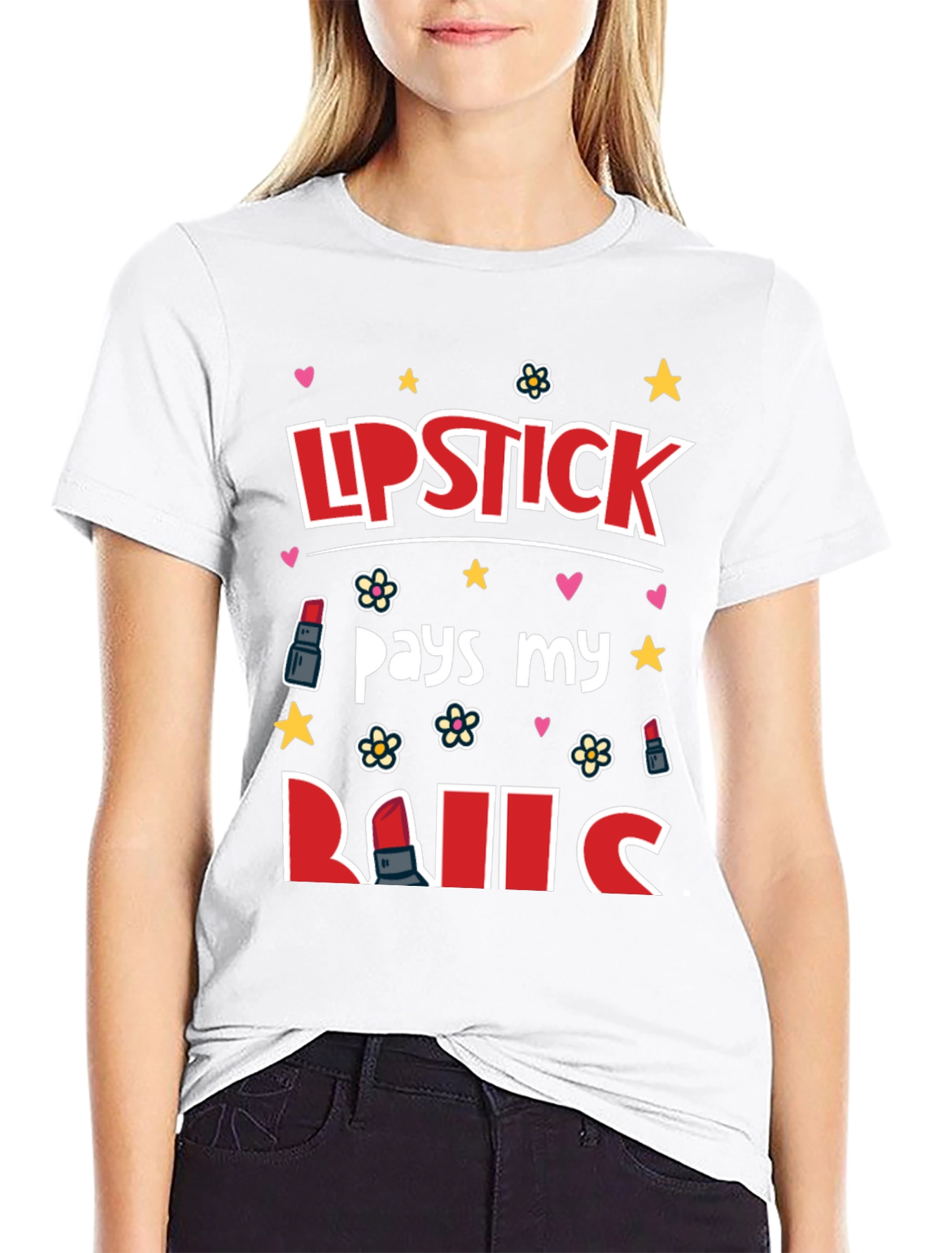 Black Lipstick Pays My Bills Graphic T-Shirt view 9