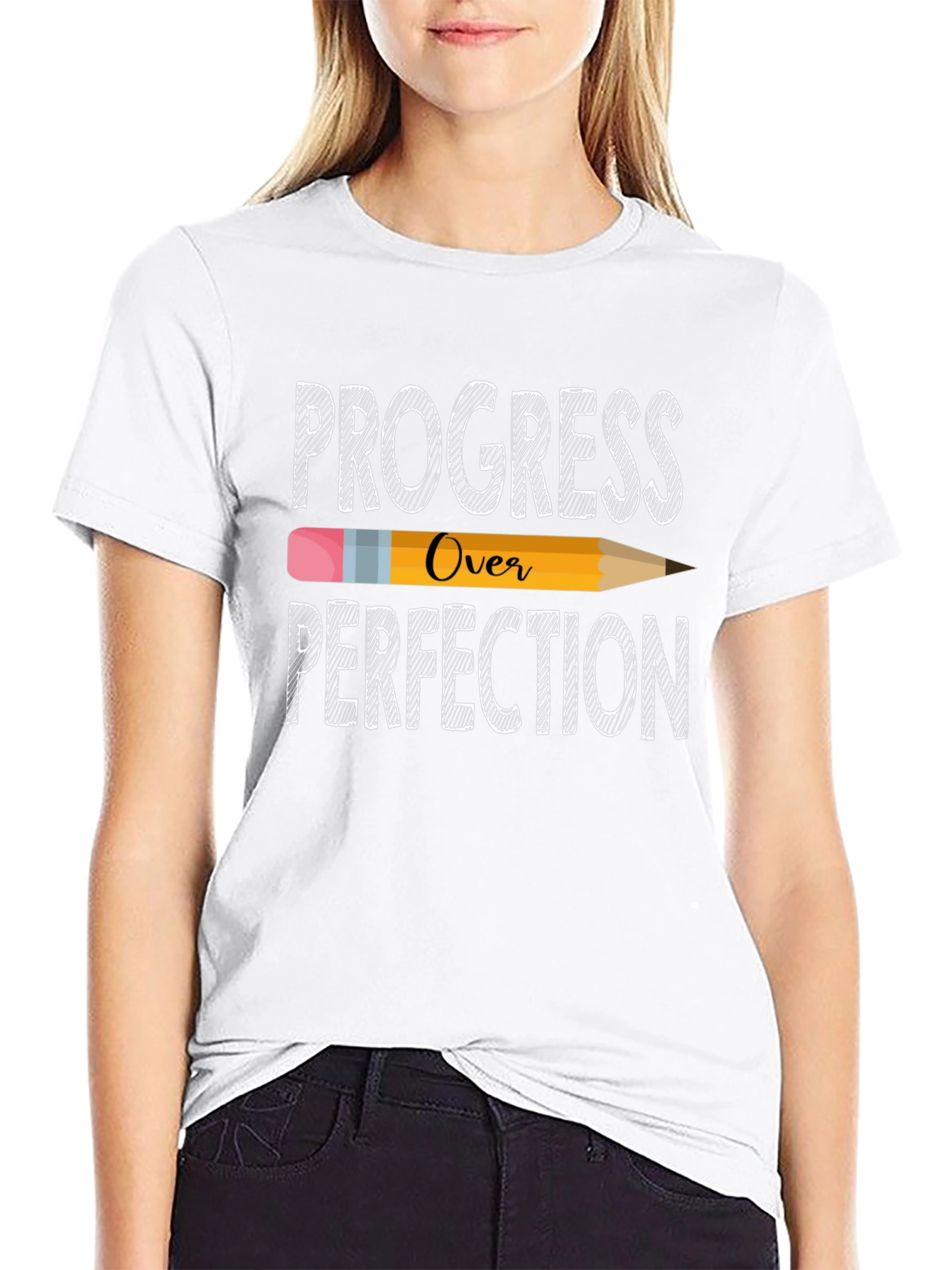 Black Progress Over Perfection T-Shirt - Motivational Teacher Tee view 9