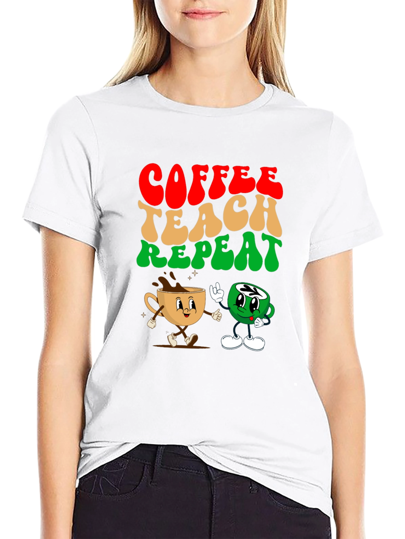 Black Coffee Teach Repeat Graphic Tee - Teacher's Essential view 9