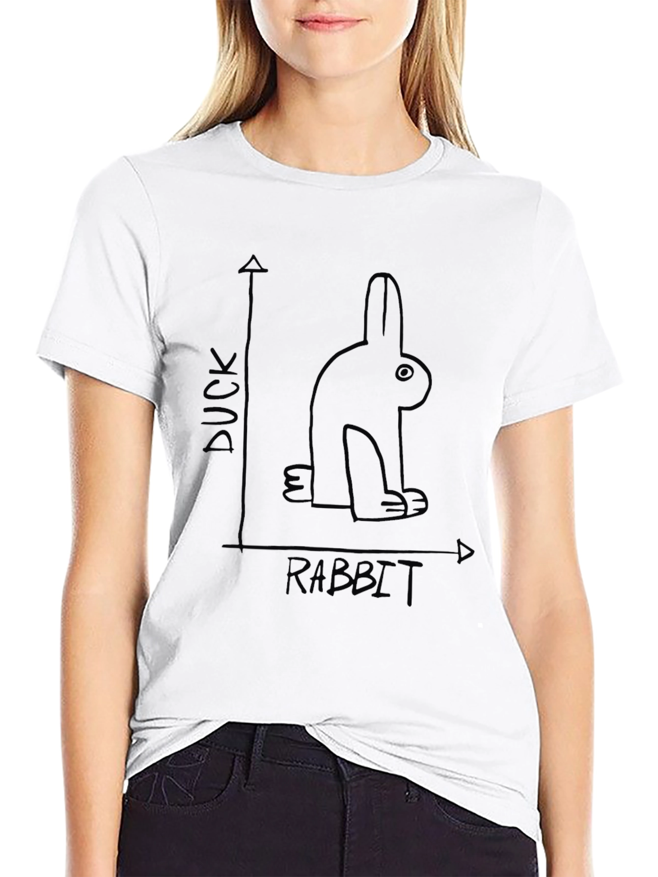 Black Duck Rabbit Illusion Graphic T-Shirt view 9