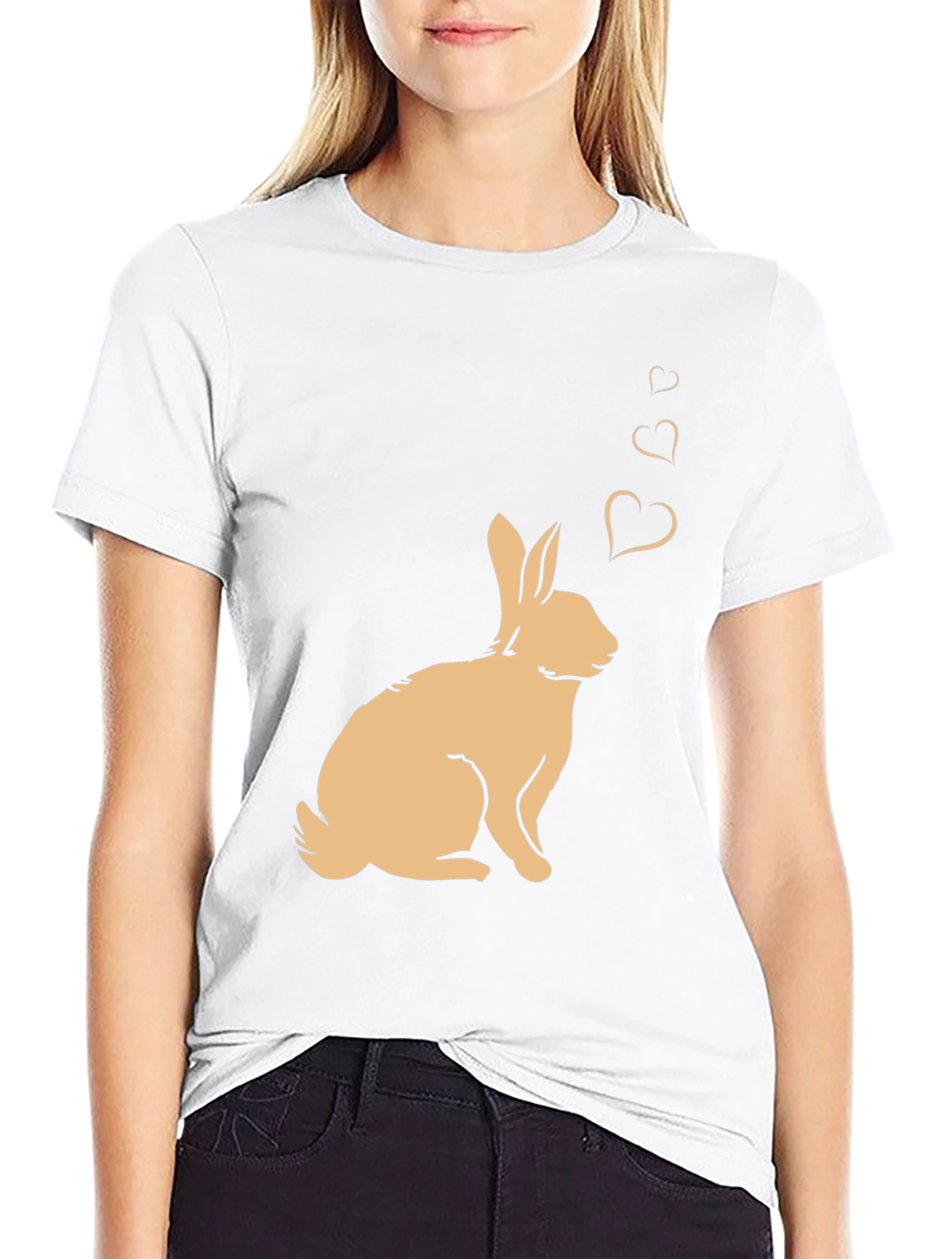 Black Rabbit Love Heart T-Shirt - Black view 9