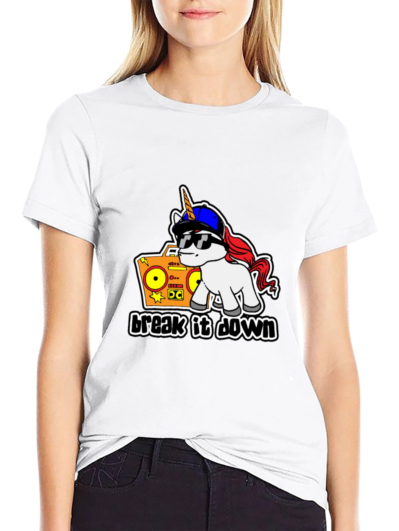 Black Unicorn Boombox Graphic T-Shirt - Cool Design view 9