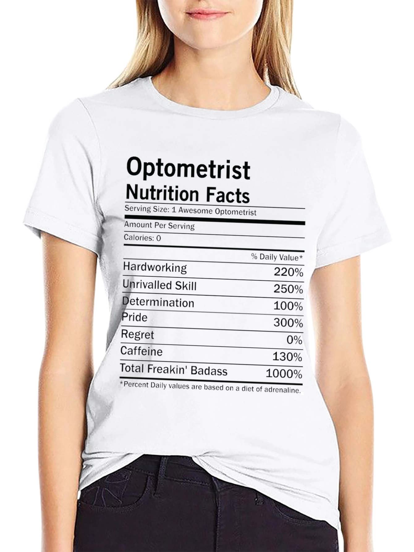 Black Optometrist Nutrition Facts T-Shirt - Funny Eye Doctor Gift view 9