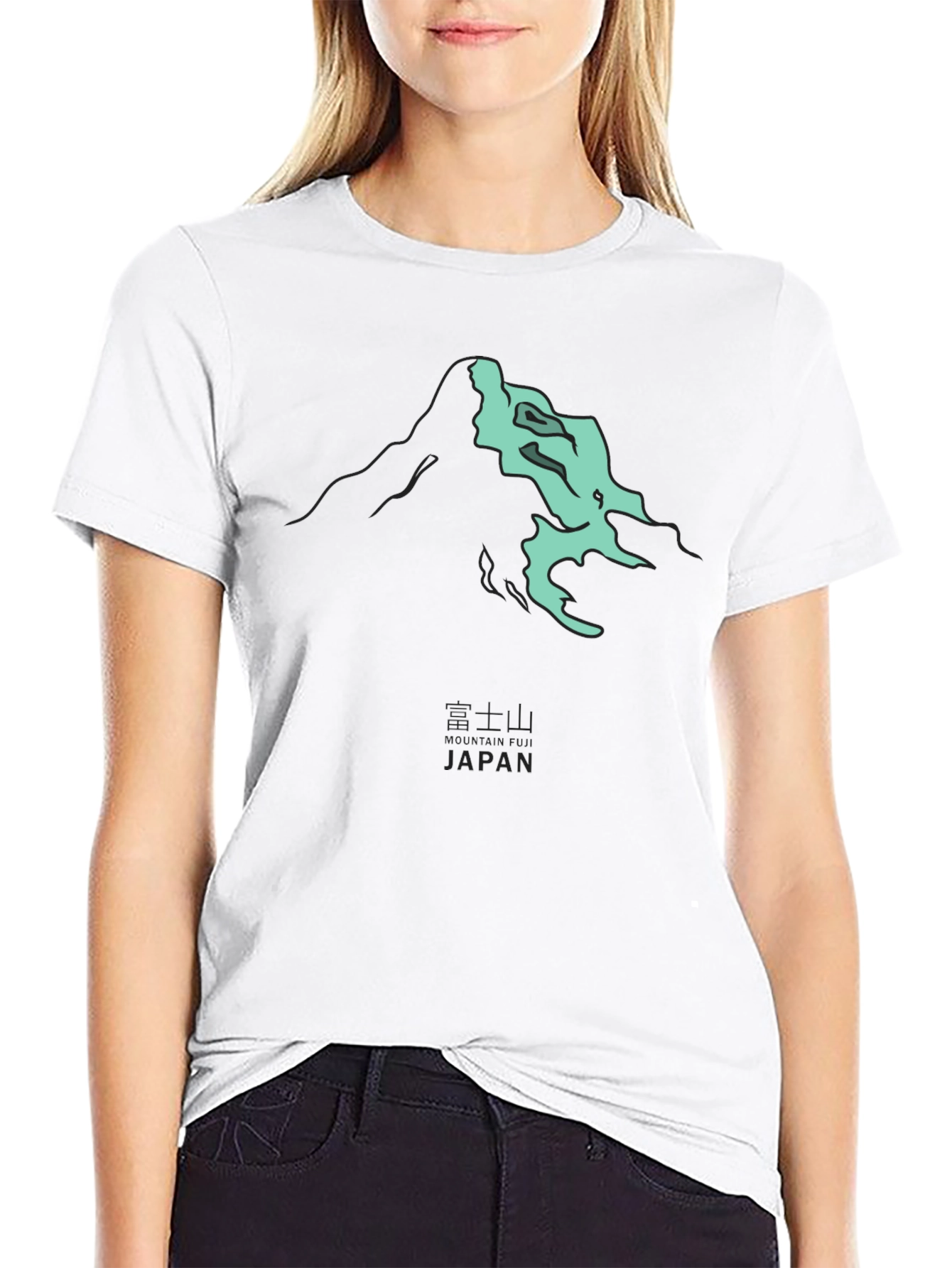 Black Black Mt. Fuji Japan Graphic Tee view 9