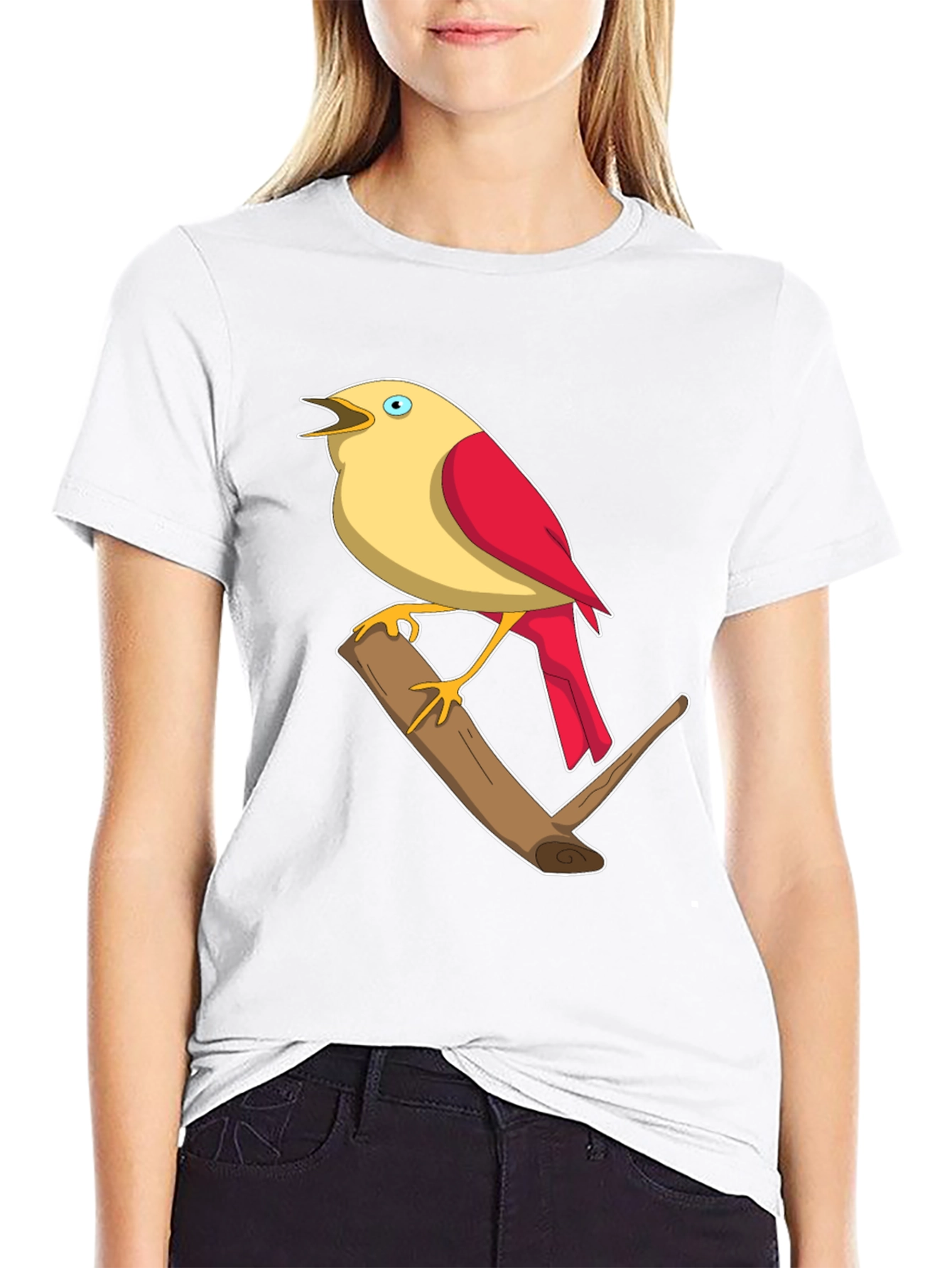 Black Bird on Branch Graphic T-Shirt view 9