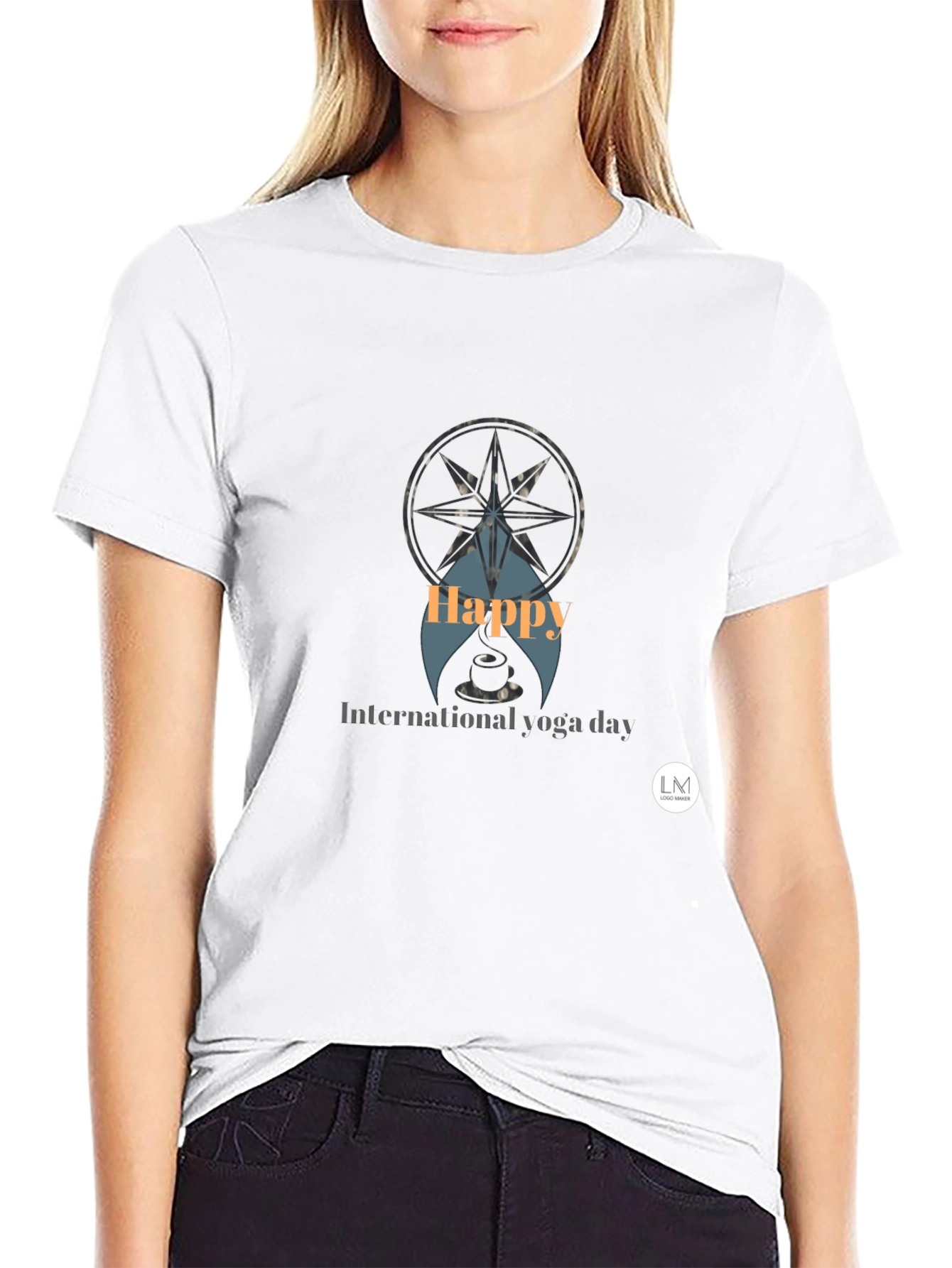 Black Happy International Yoga Day T-Shirt view 9