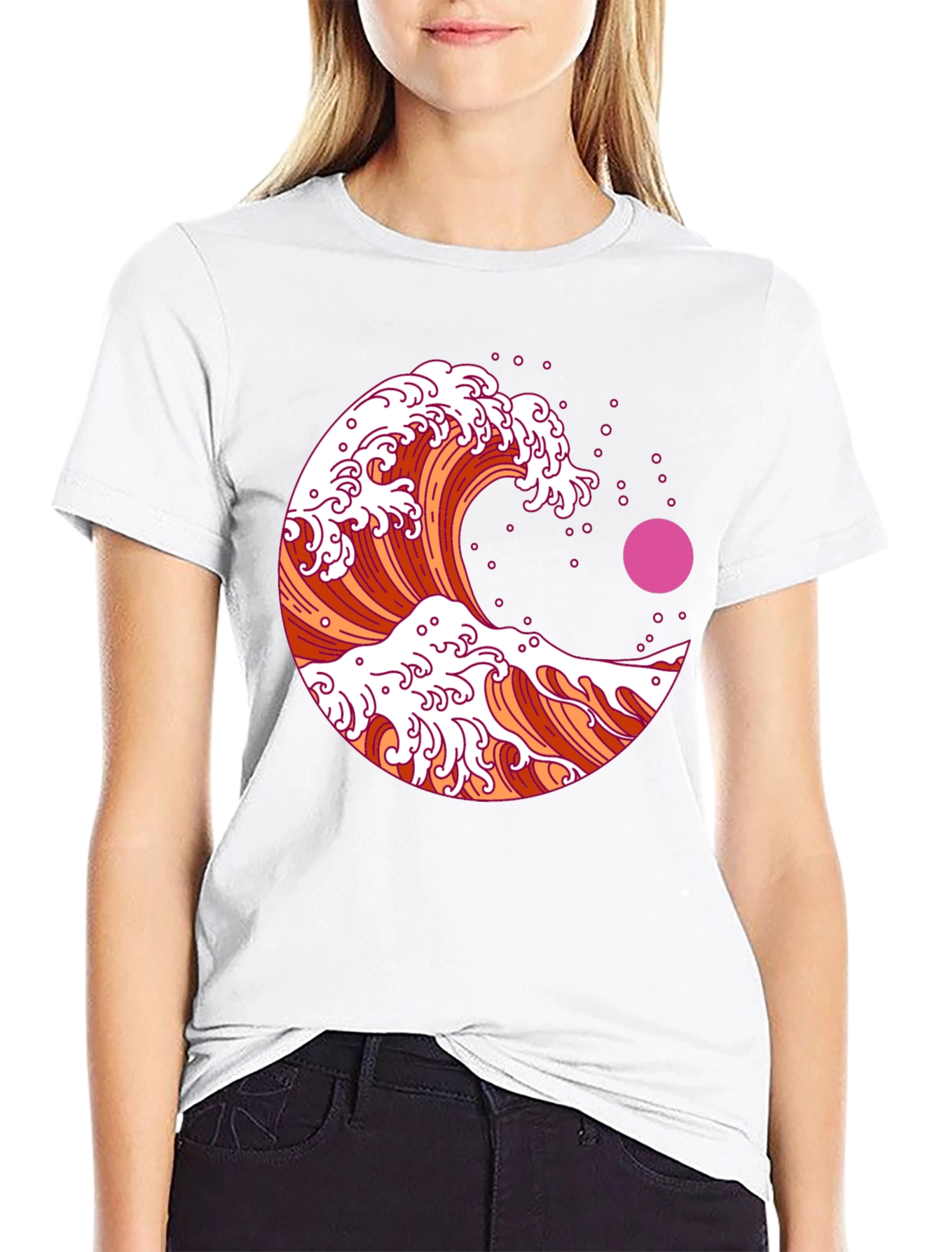 Black Great Wave Graphic Tee - Black view 9