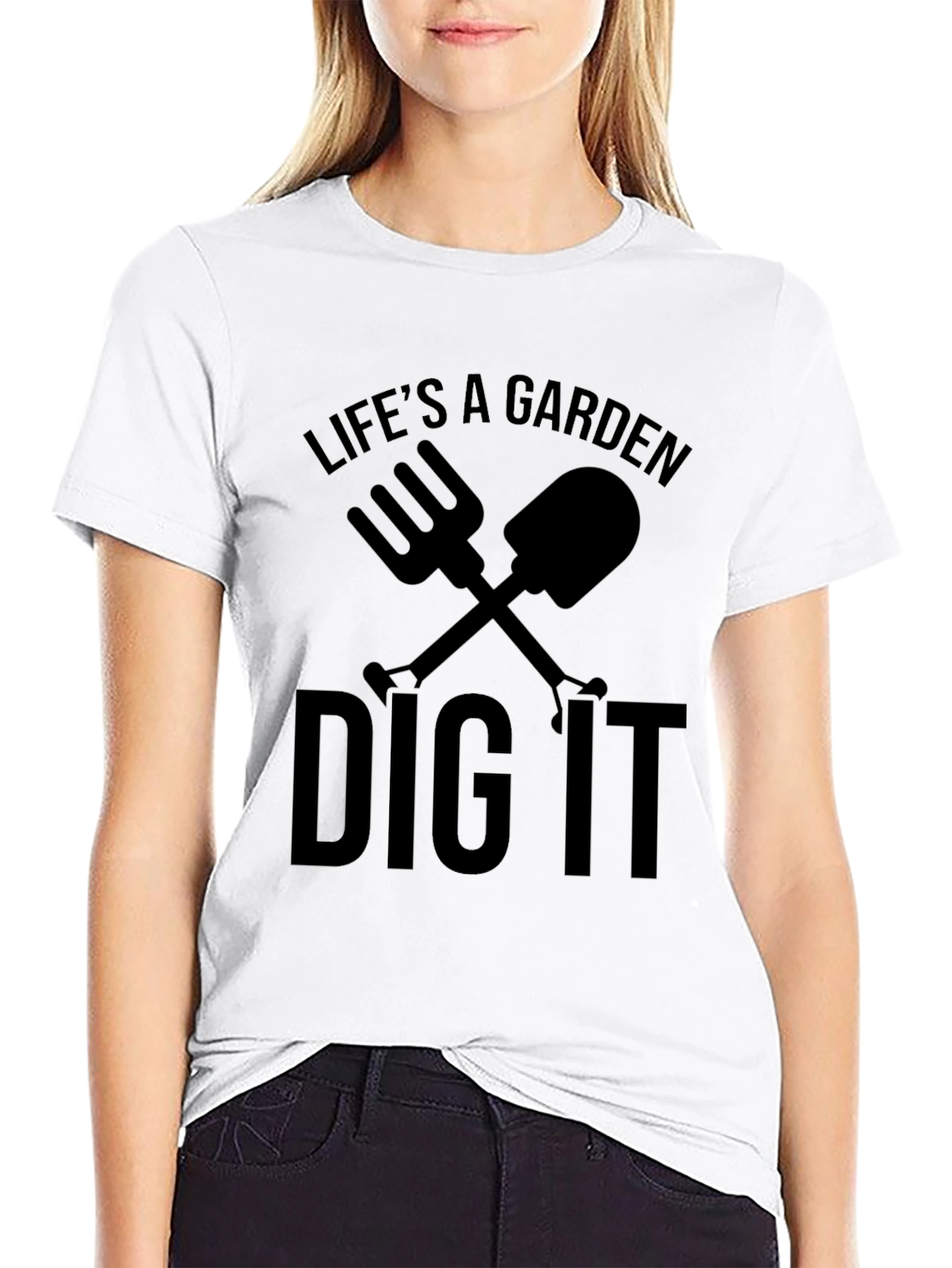 Black Life's a Garden Dig It Men's Black T-Shirt view 9
