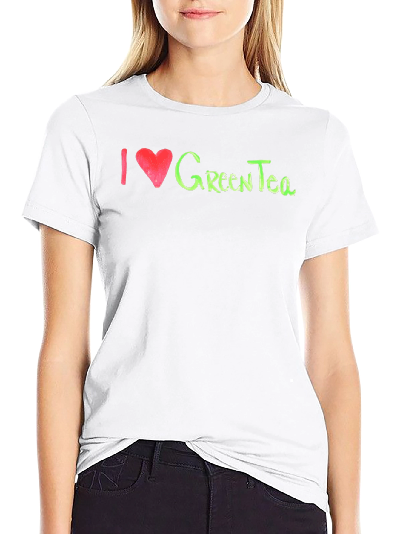 Black I Love Green Tea T-Shirt - Soft Cotton Blend view 9