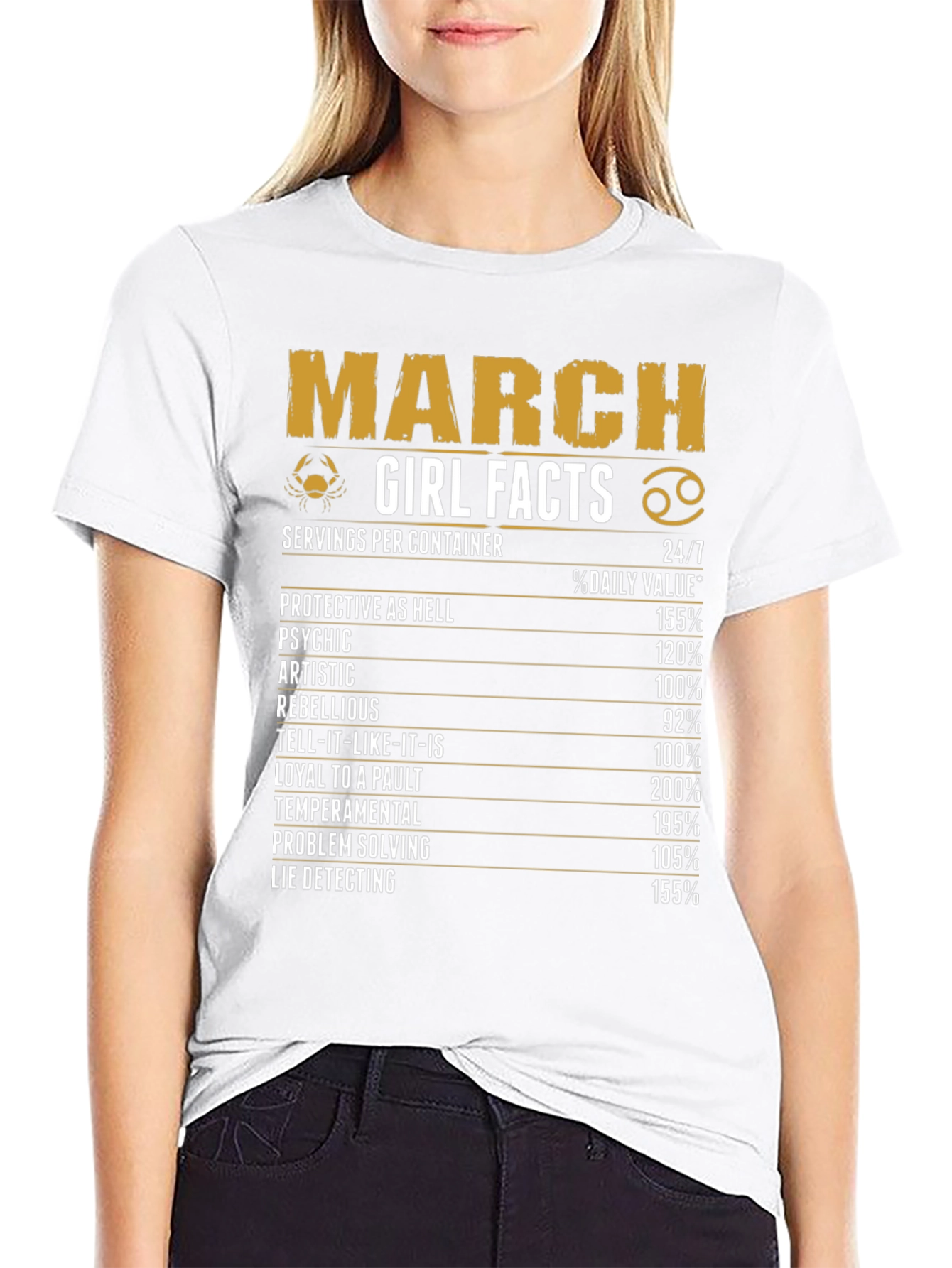 Black March Girl Facts Black Graphic T-Shirt view 9