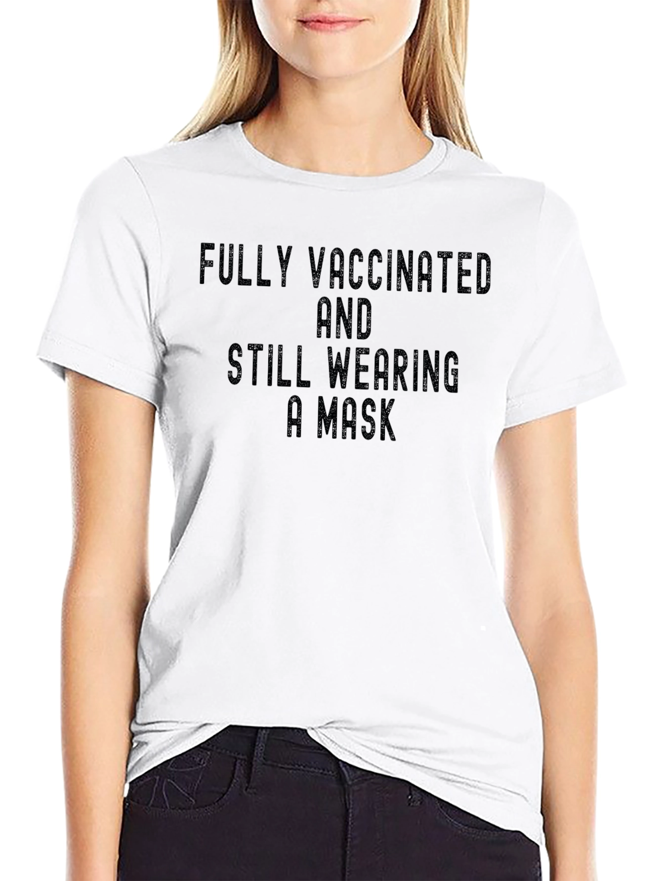 Black Fully Vaccinated Mask T-Shirt view 9