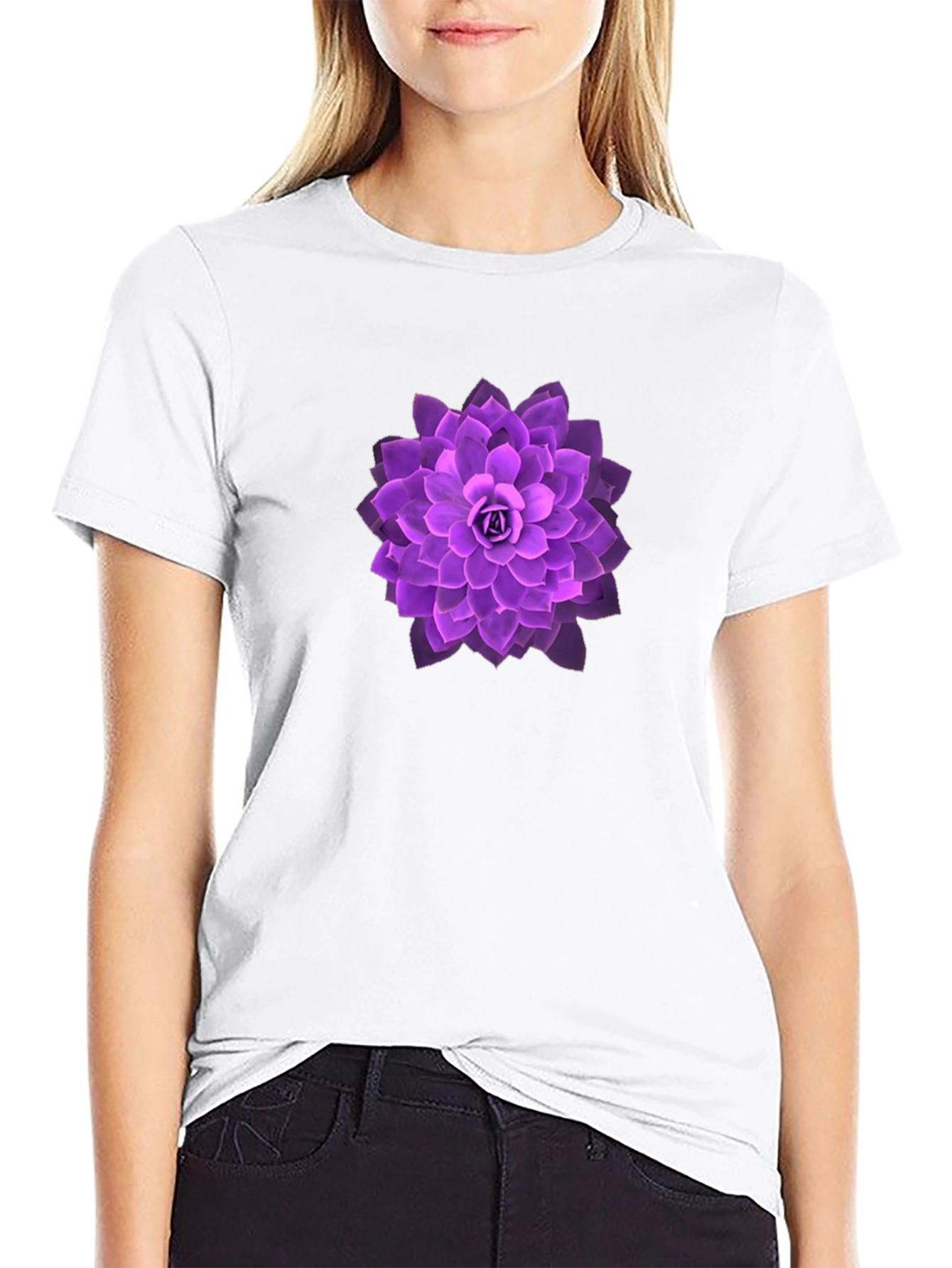 Black Purple Lotus Graphic Tee - Soft & Stylish view 9