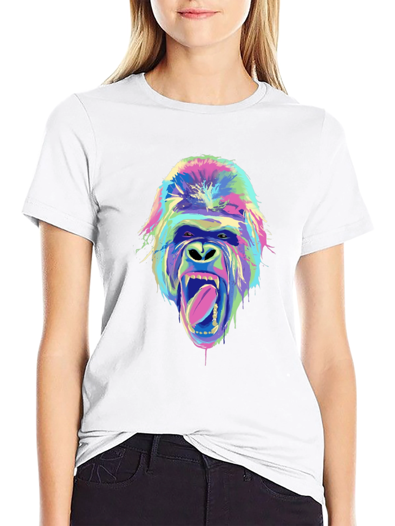 Black Vivid Gorilla Graphic Tee - Unique Streetwear Style view 9
