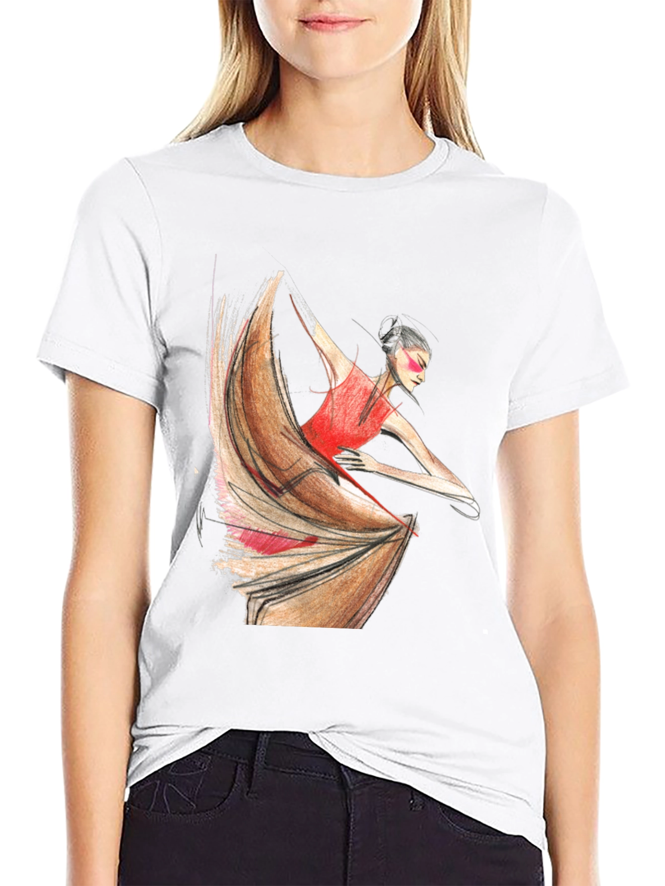 Black Flamenco Dancer Graphic Tee - Black Unisex T-Shirt view 9