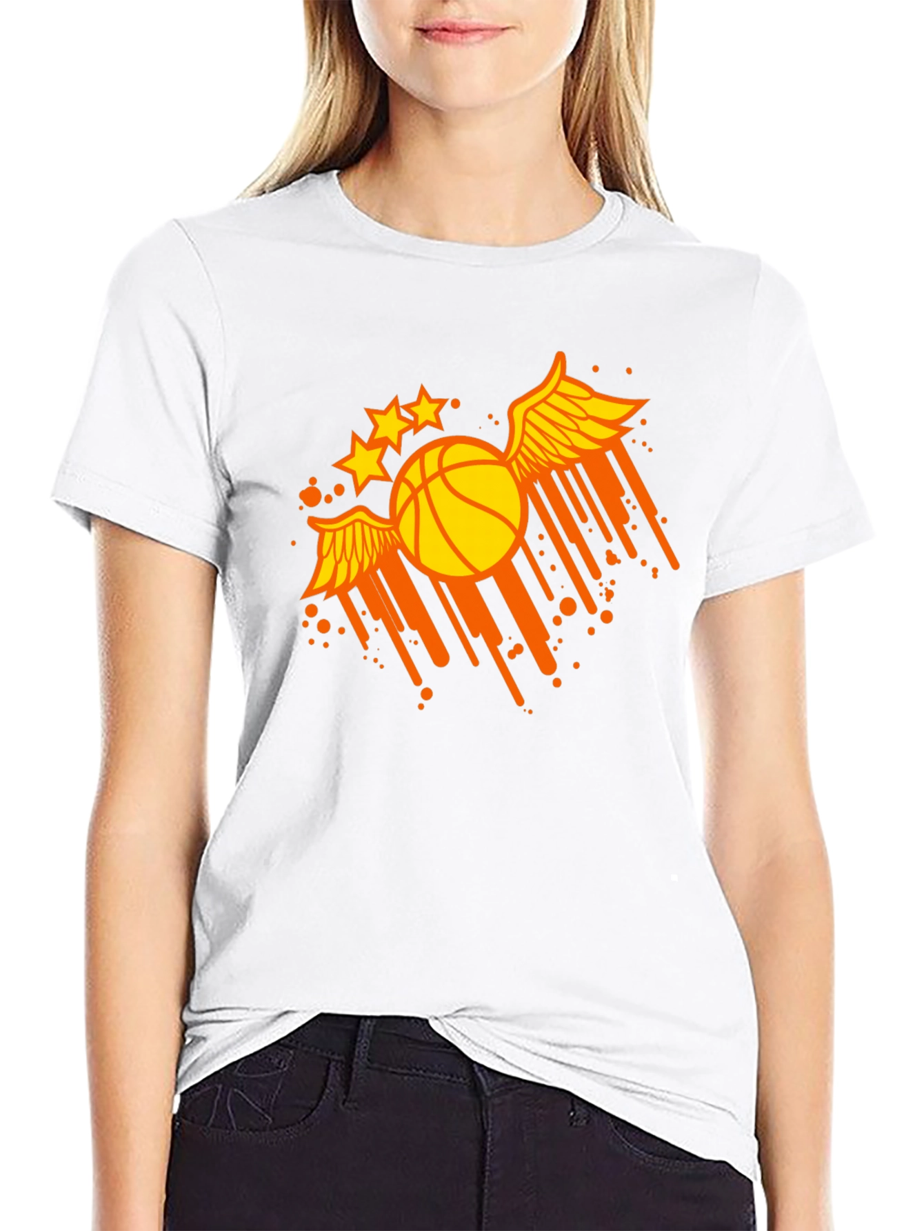 Black Winged Basketball Graphic Tee - Sporty & Stylish view 9
