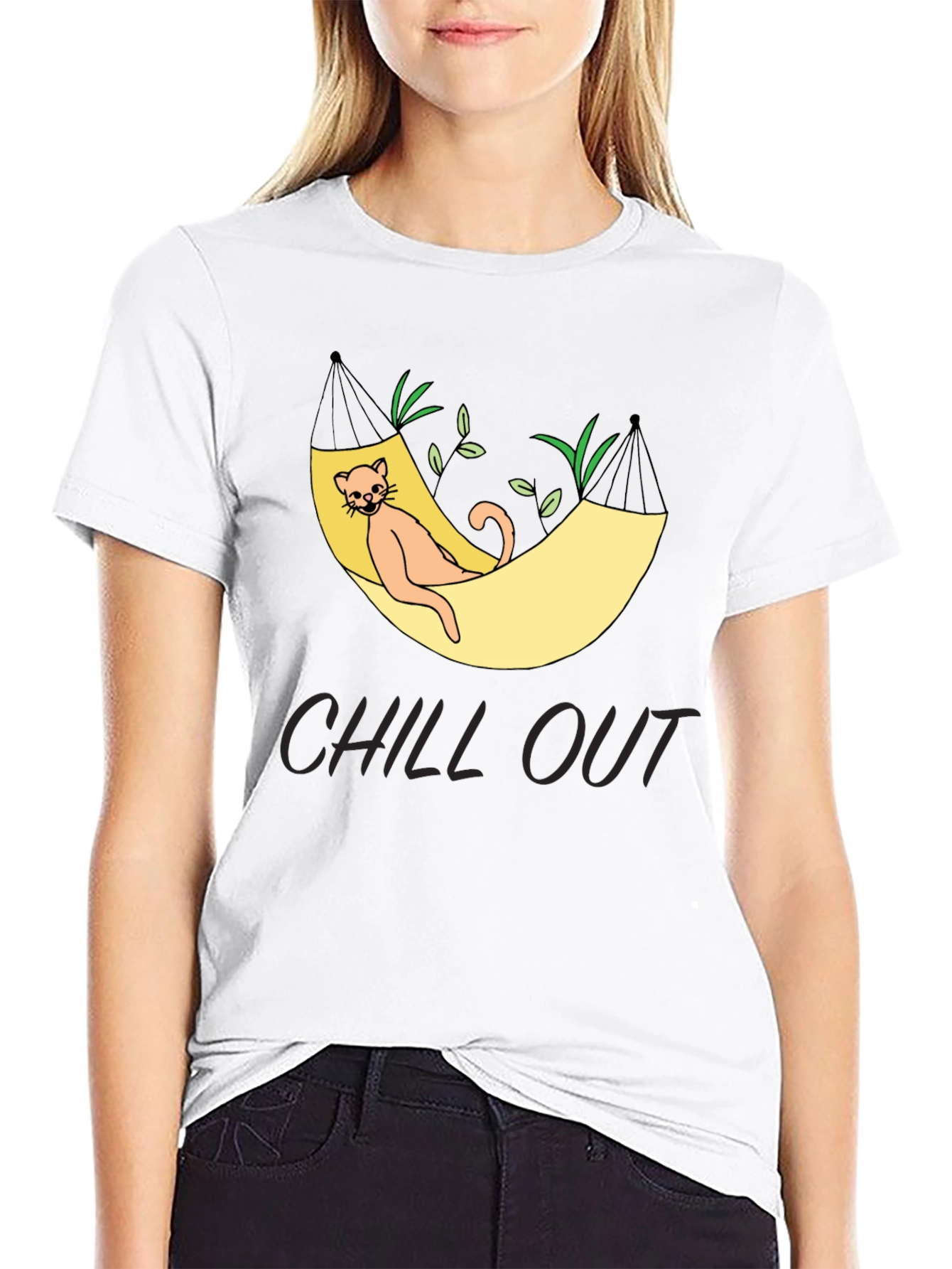 Black Chill Out Cat Hammock Graphic Tee - Relaxed Fit view 9