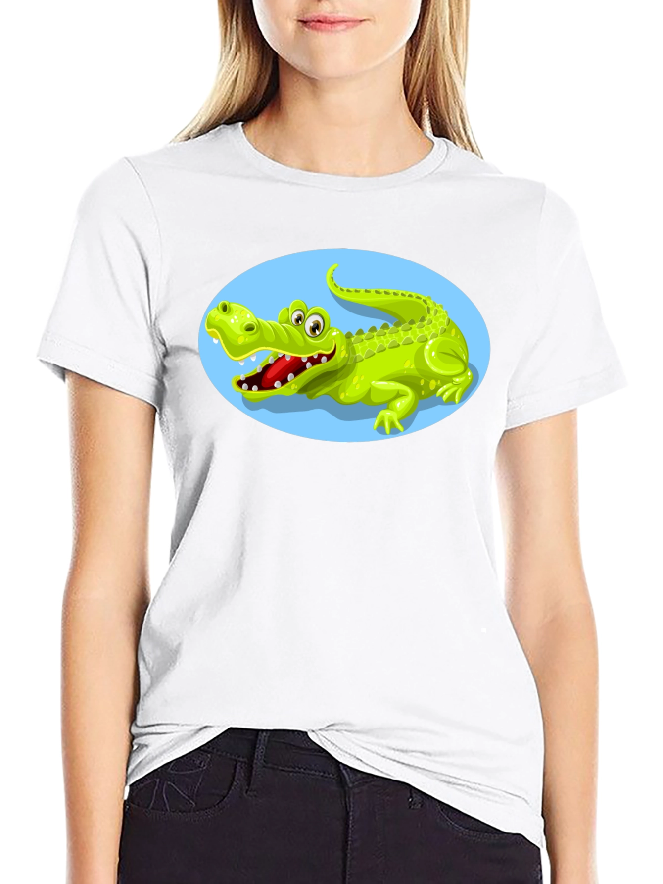 Black Cartoon Alligator Graphic Tee view 9