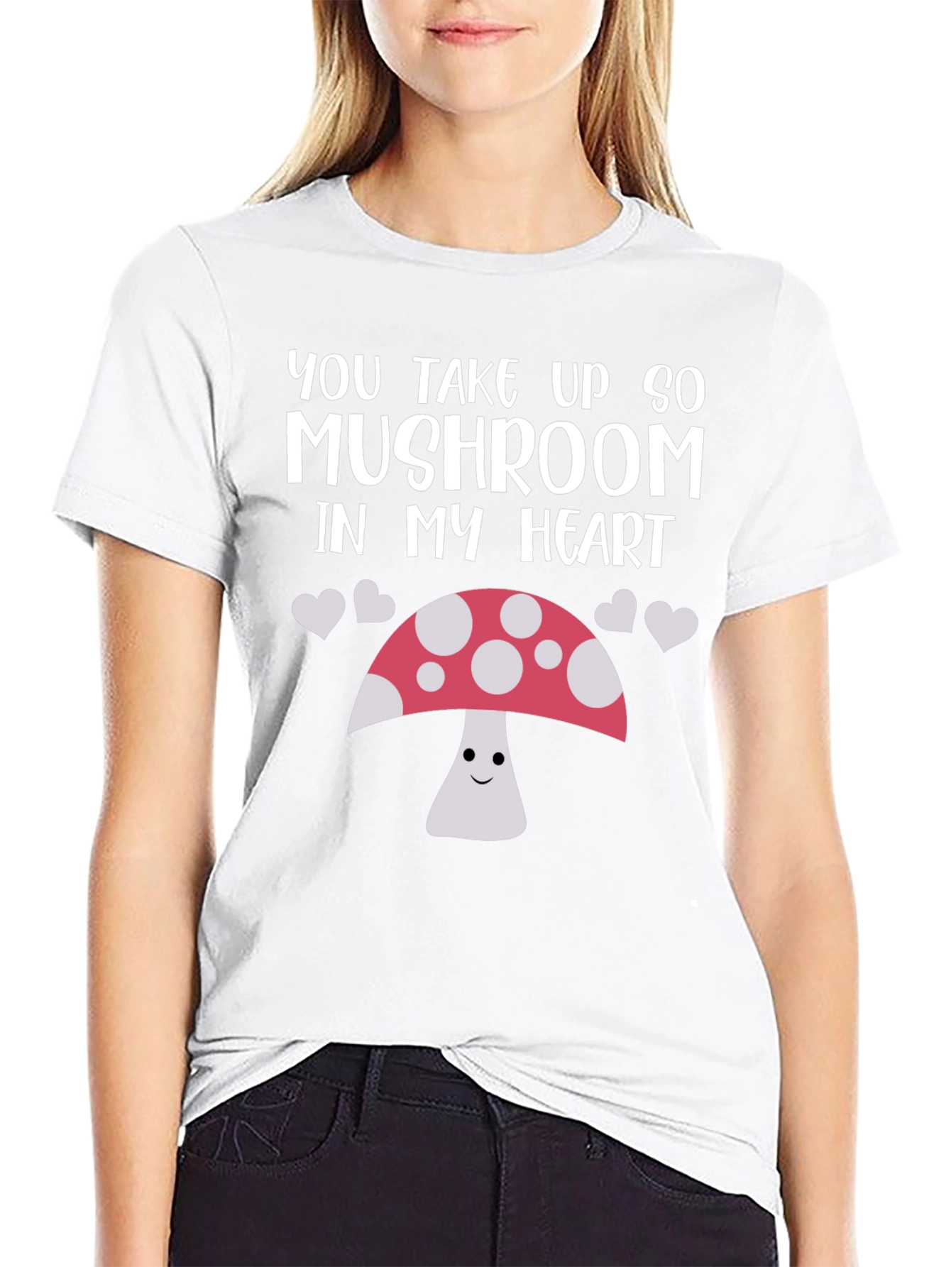 Black Mushroom Heart Graphic Tee - Cute & Funny Shirt view 9