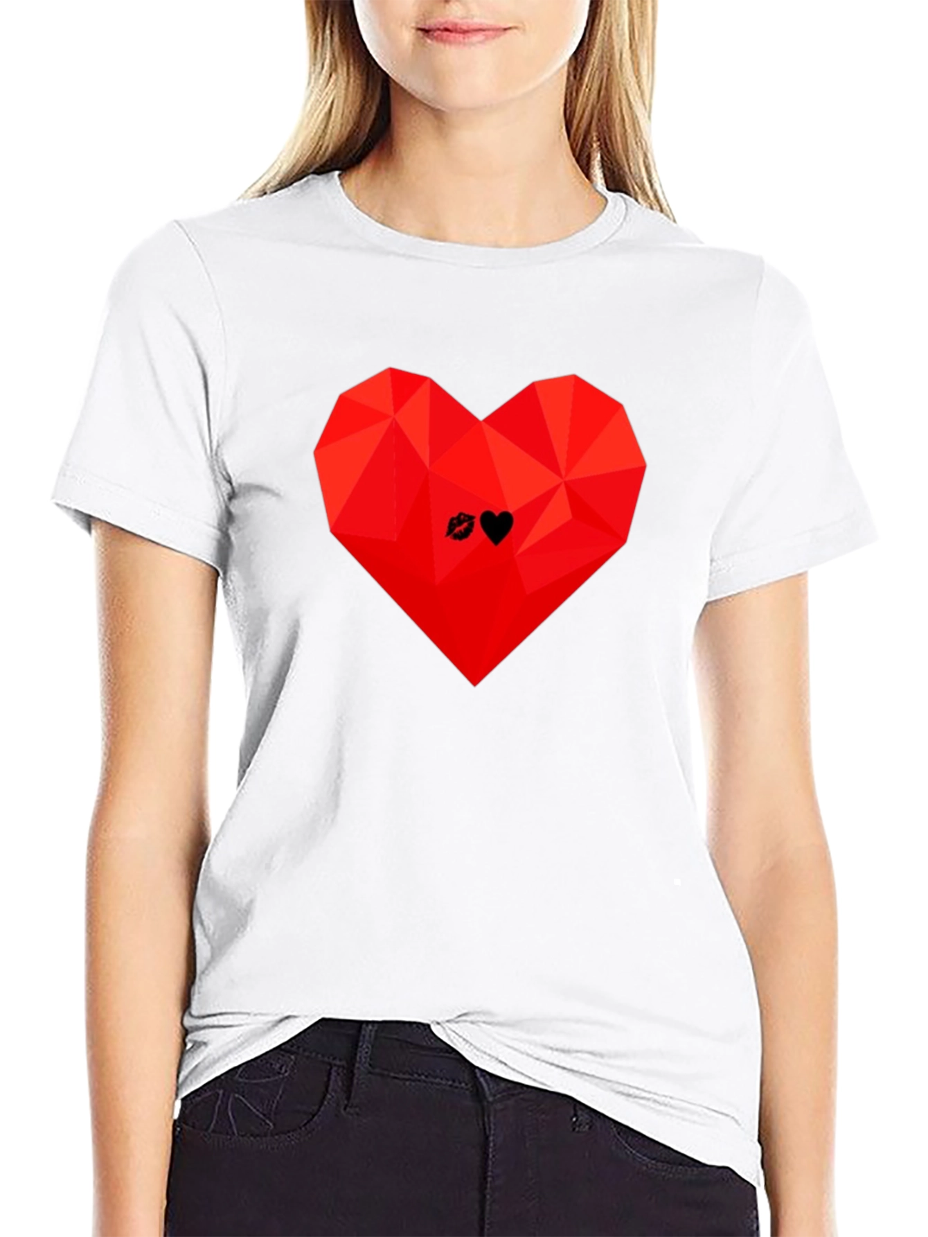 Black Geometric Heart Graphic Tee - Modern Love T-Shirt view 9