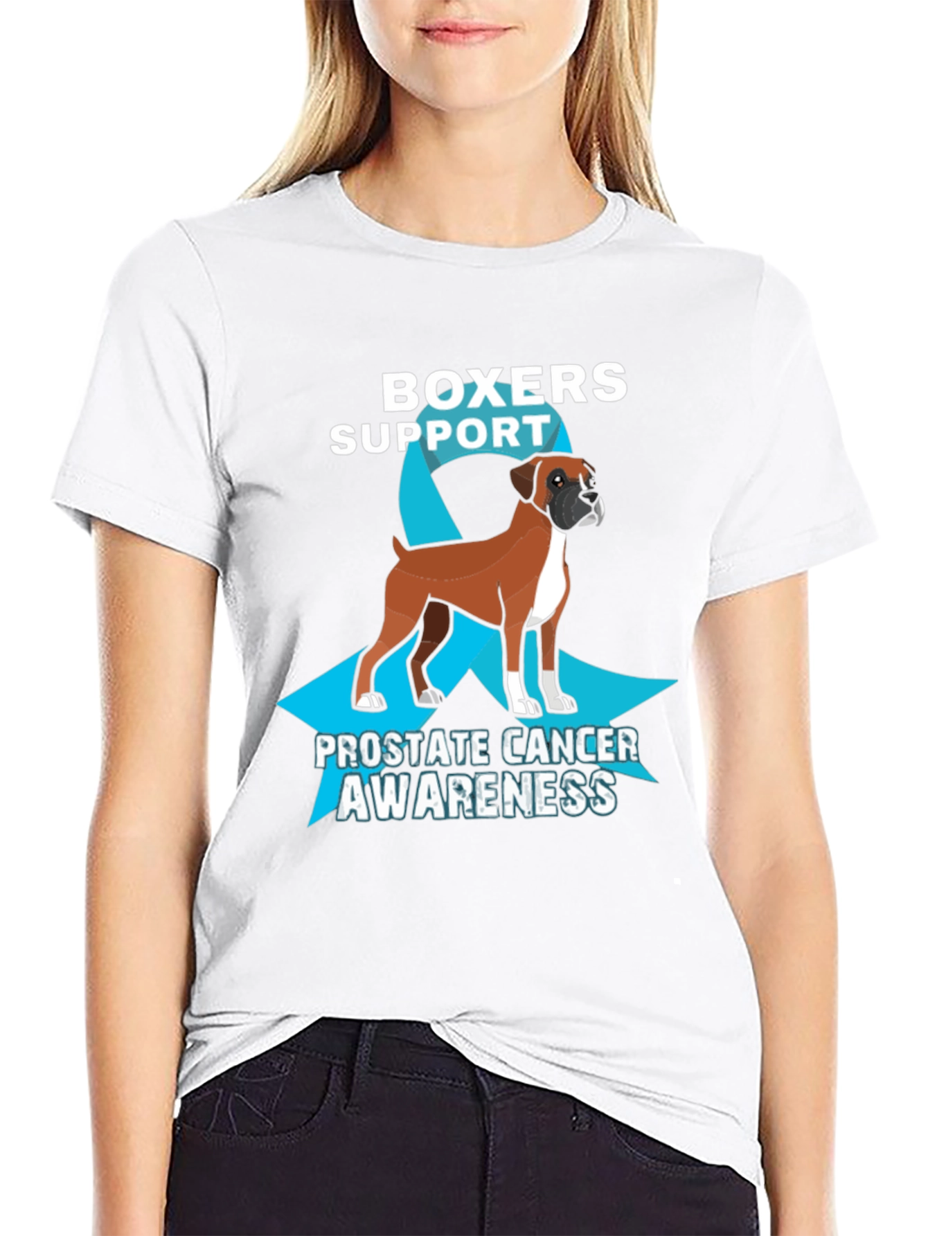 Black Boxers Support Prostate Cancer Awareness Graphic Tee view 9