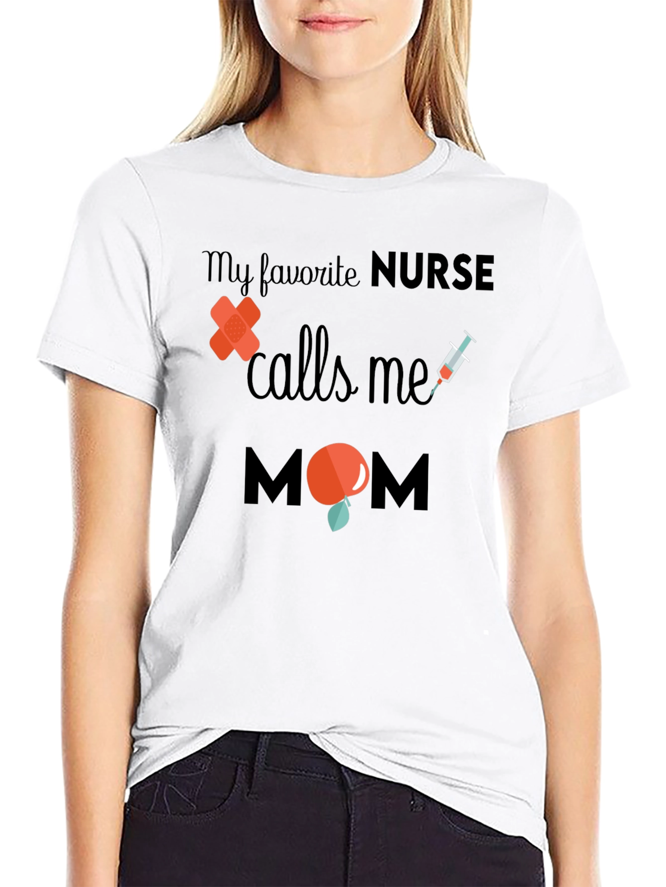 Black Nurse Mom T-Shirt - Favorite Nurse Gift view 9