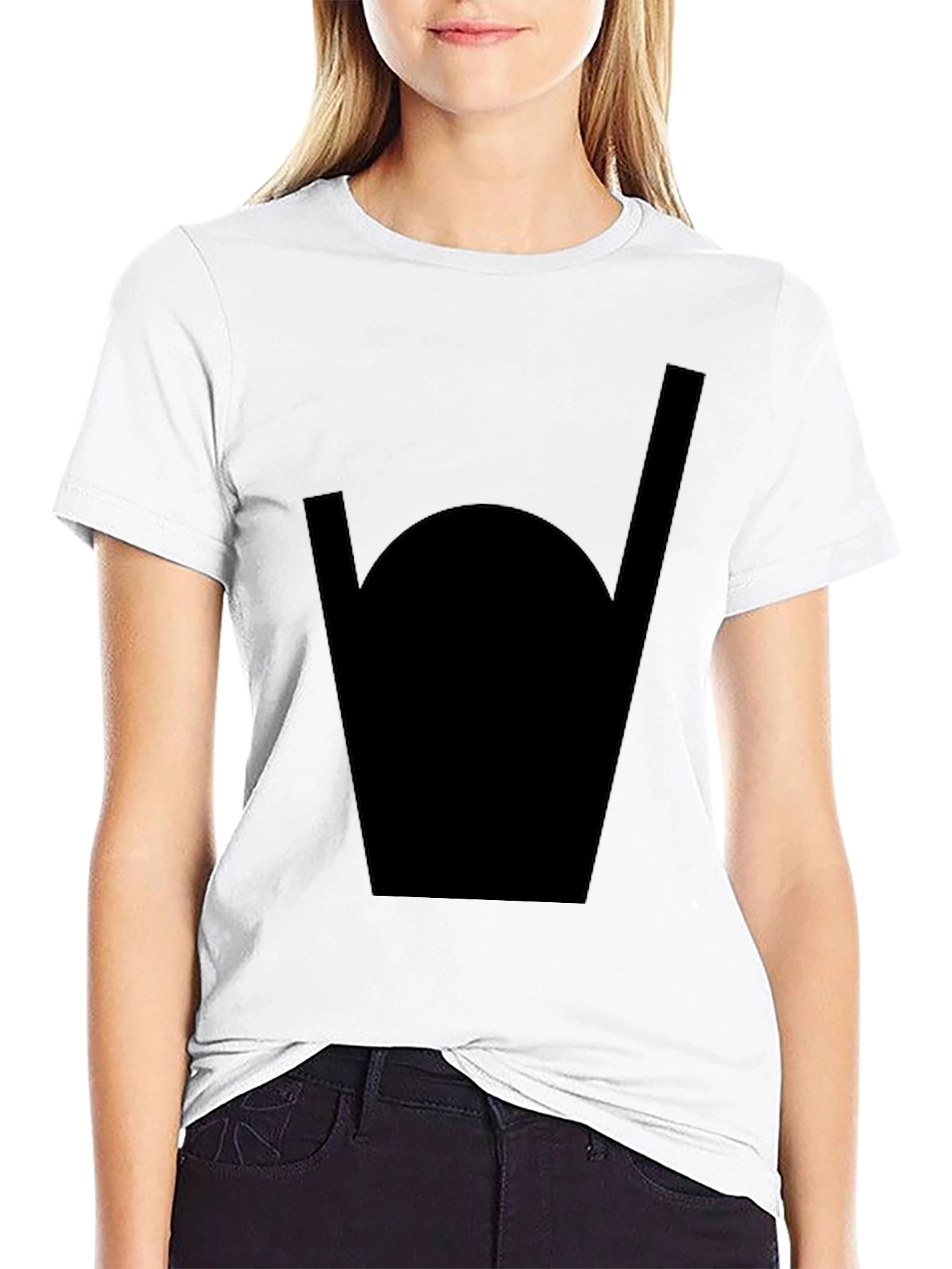 Black Black T-Shirt with Geometric Design view 9