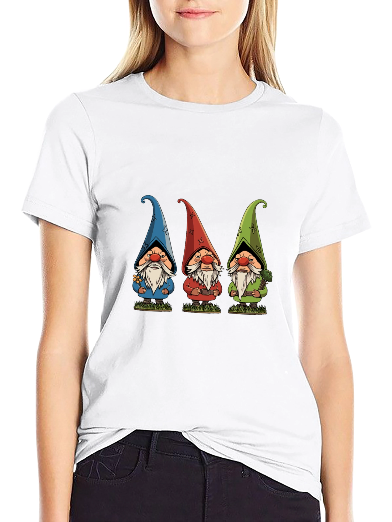 Black Three Gnome Black T-Shirt - Unique Design view 9