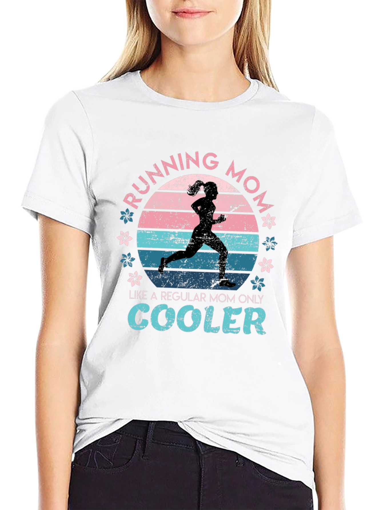Black Running Mom T-Shirt - Like a Regular Mom Only Cooler view 9
