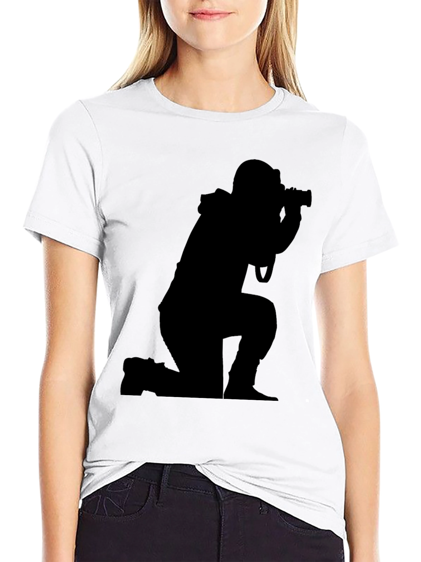 Black Photographer Silhouette Black T-Shirt view 9