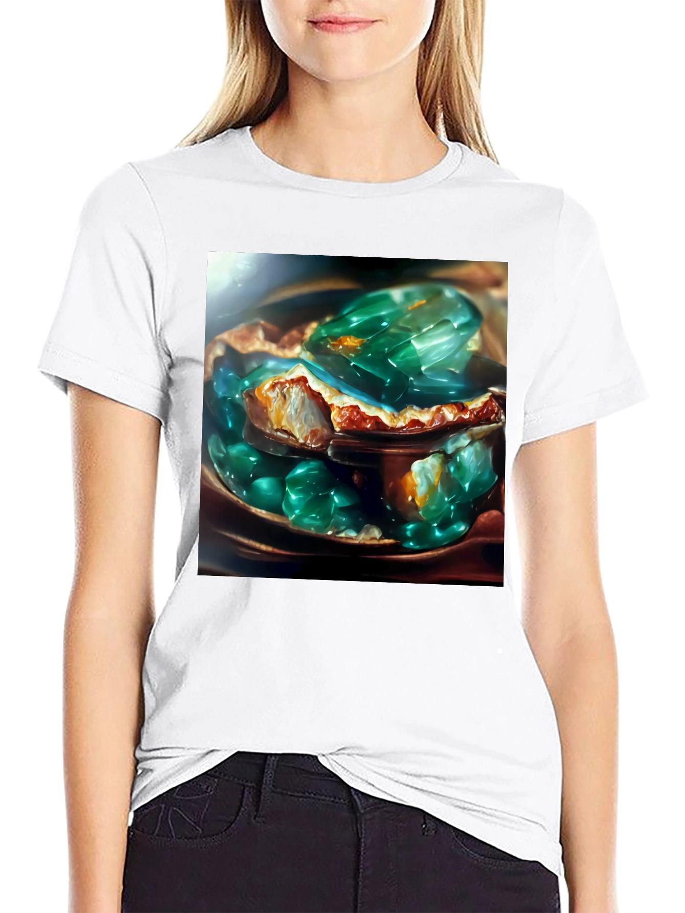 Black Emerald Jelly Pie Graphic Tee - Novelty Dessert T-Shirt view 9