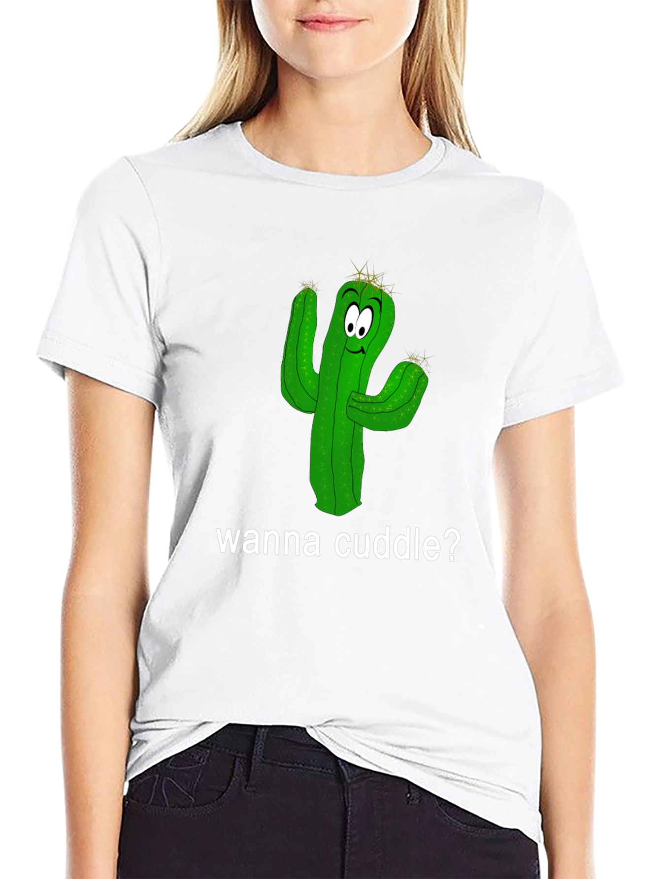 Black Cuddle Cactus T-Shirt - Funny Graphic Tee view 9