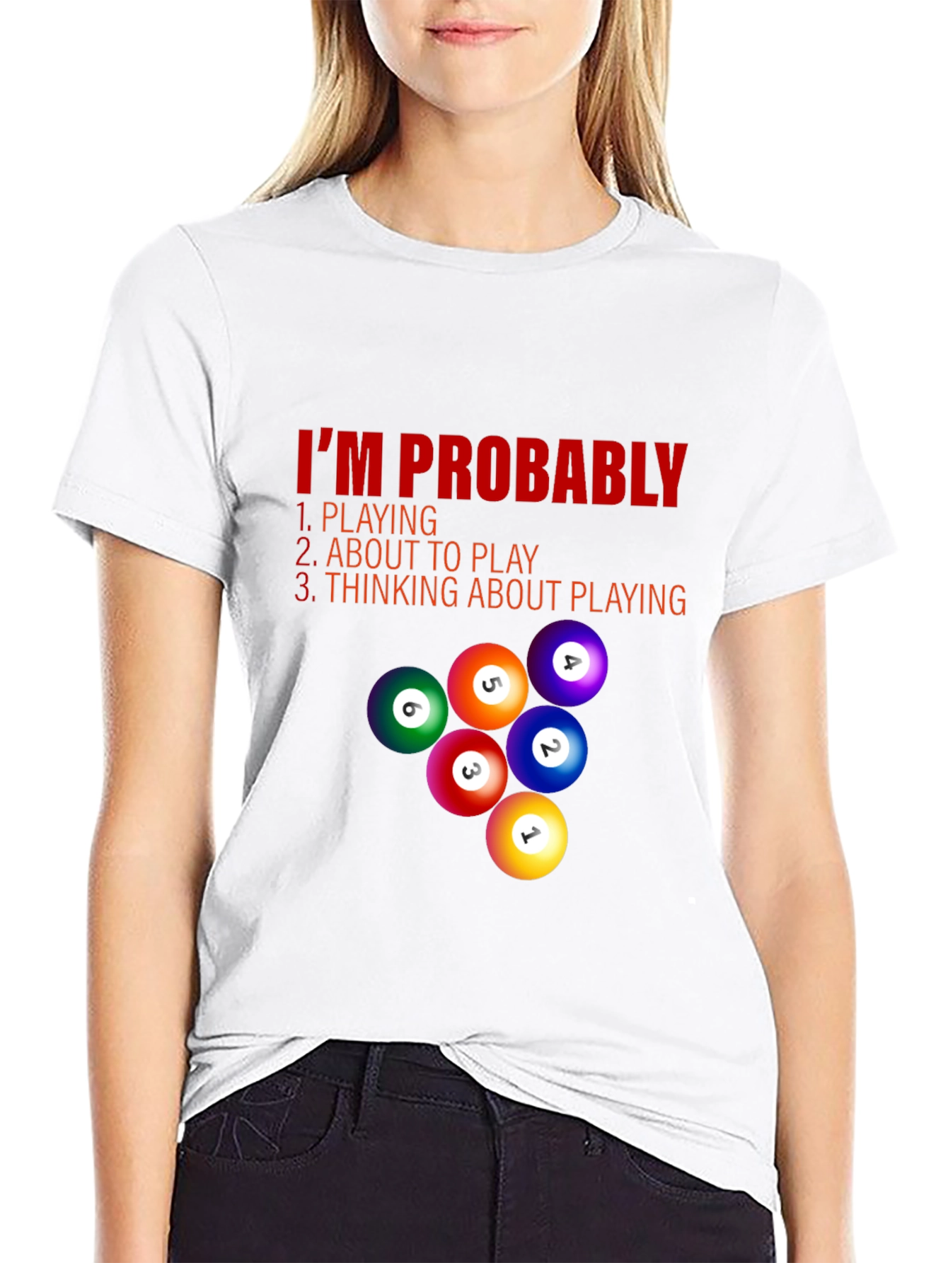 Black Billiard Player T-Shirt - I'm Probably Playing view 9