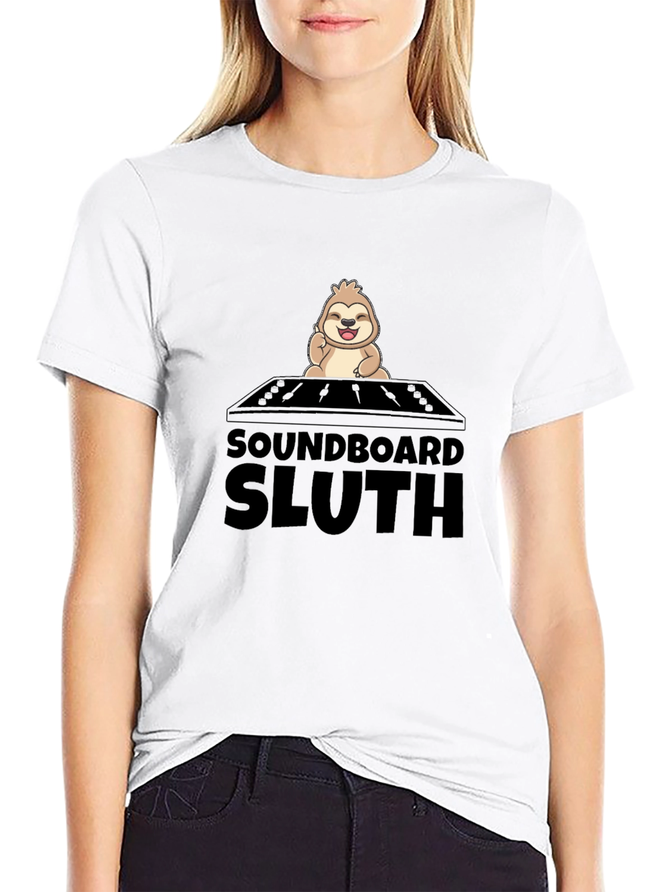 Black Soundboard Sloth Graphic Tee - Black view 9