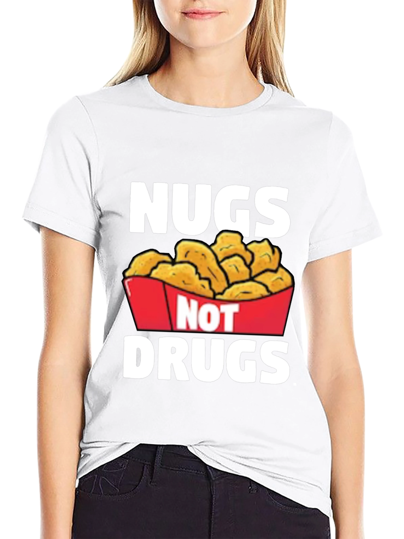 Black Nugs Not Drugs Graphic T-Shirt - Funny Foodie Tee view 9